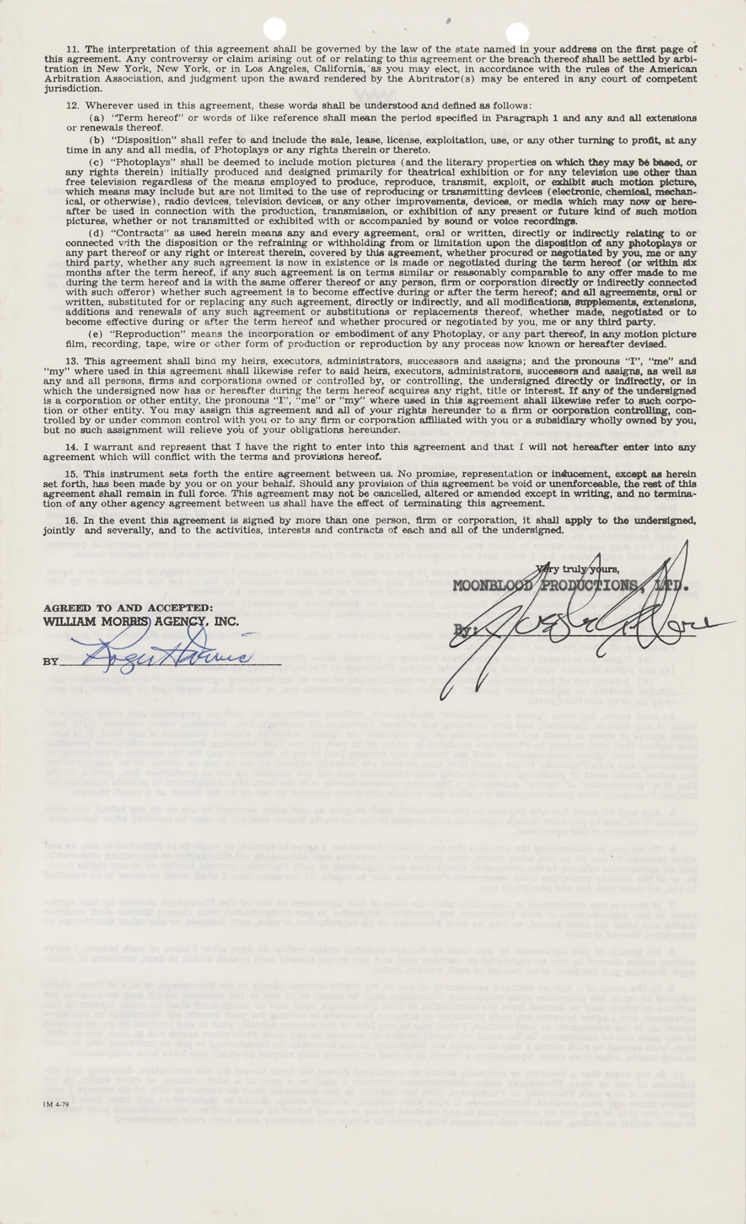 Sylvester Stallone Agency Contract Signed in 1979, Months After the