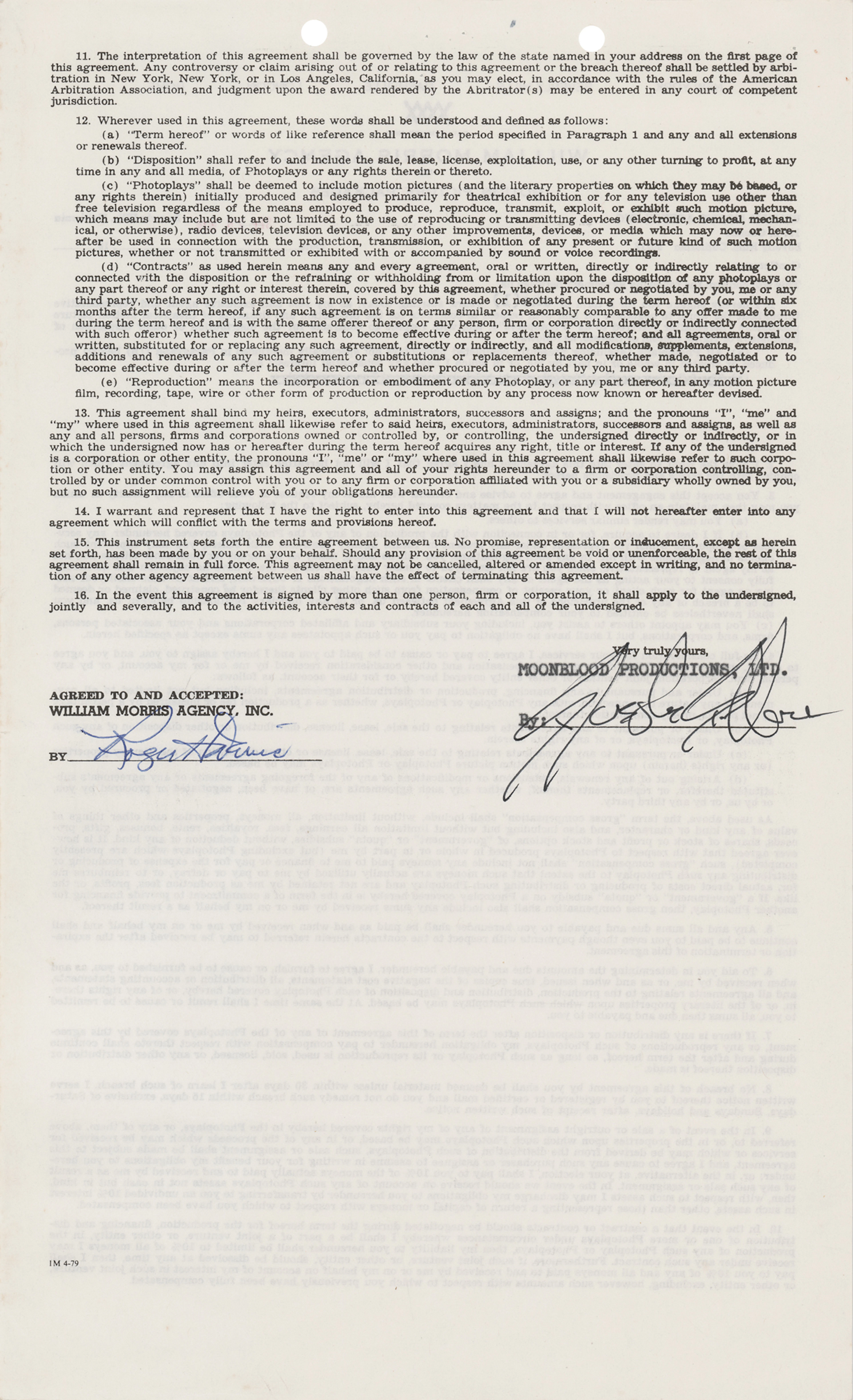 Sylvester Stallone Agency Contract Signed in 1979, Months After the