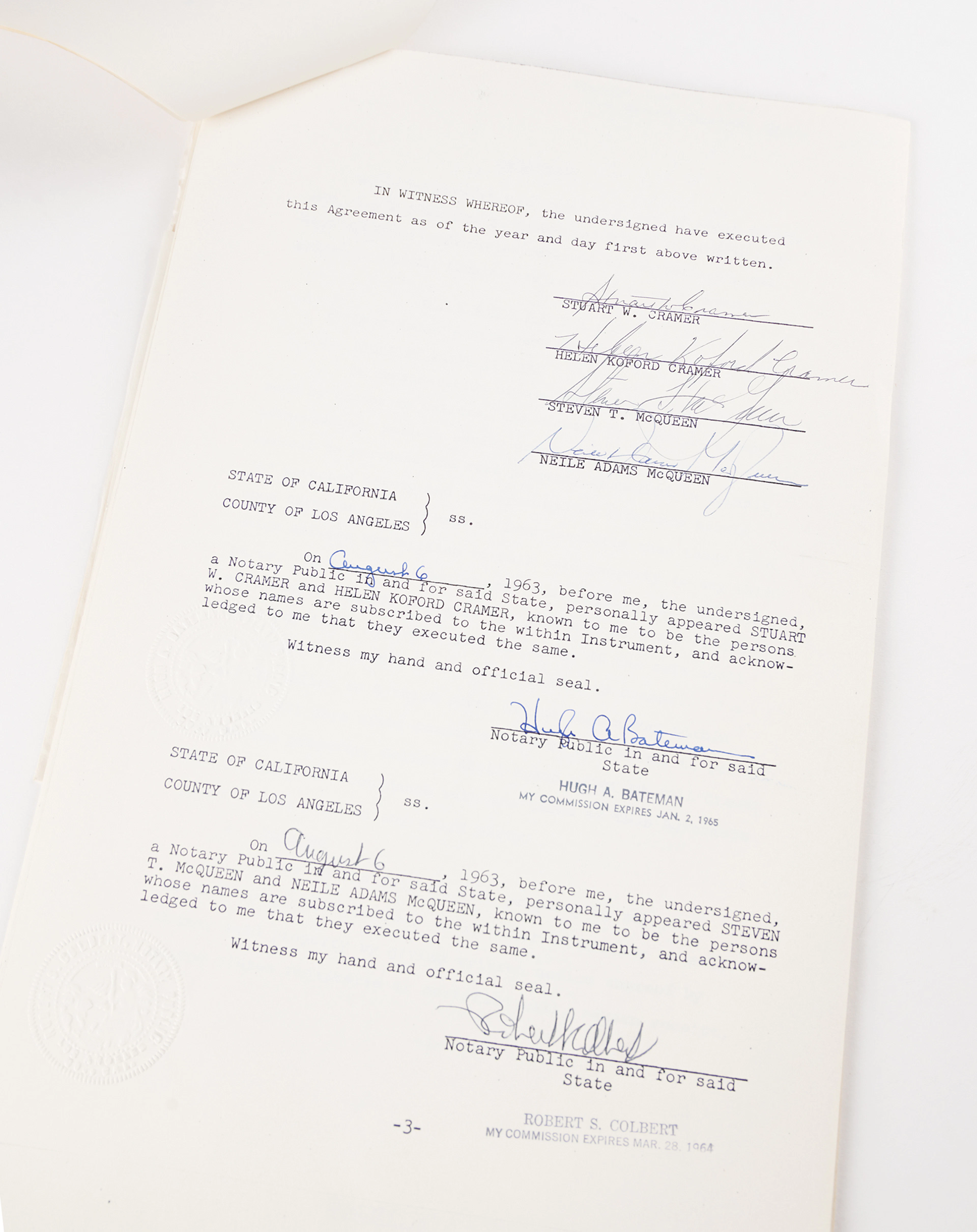 Steve McQueen Los Angeles Property Escrow Portfolio Signed (10) Times