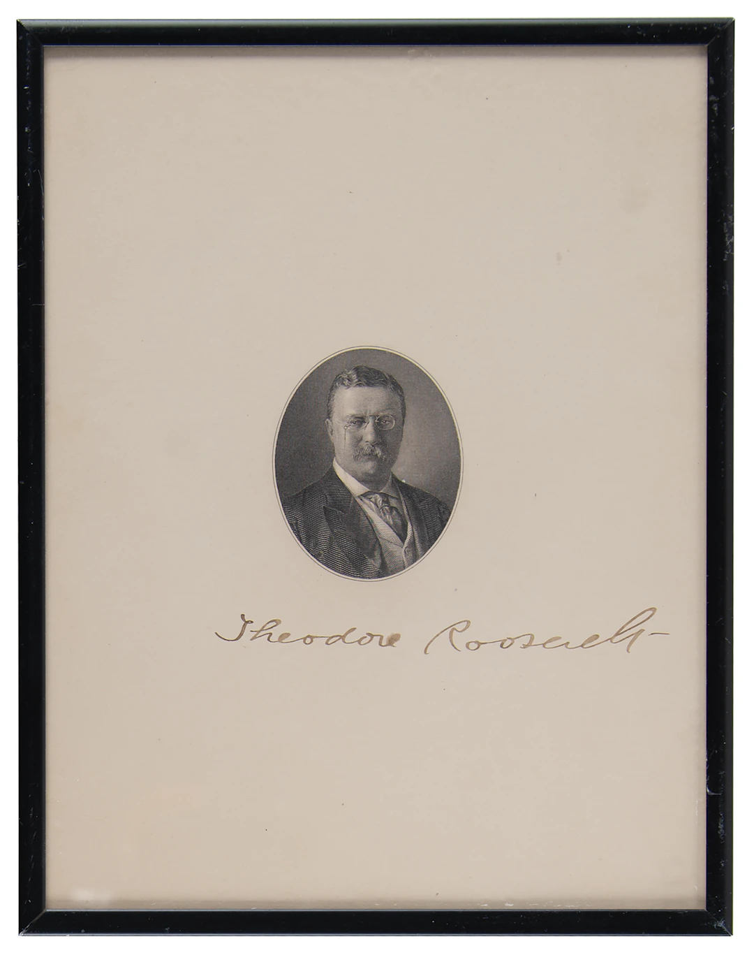 Theodore Roosevelt Signed Engraved Portrait