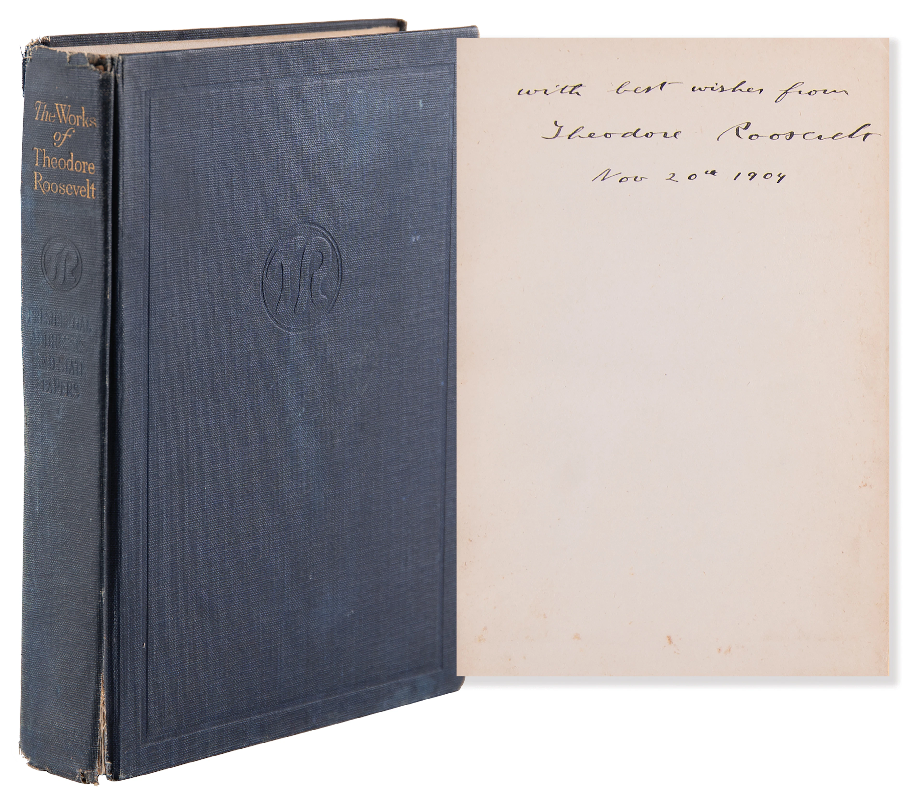 Theodore Roosevelt Signed Book - The Works of Theodore Roosevelt
