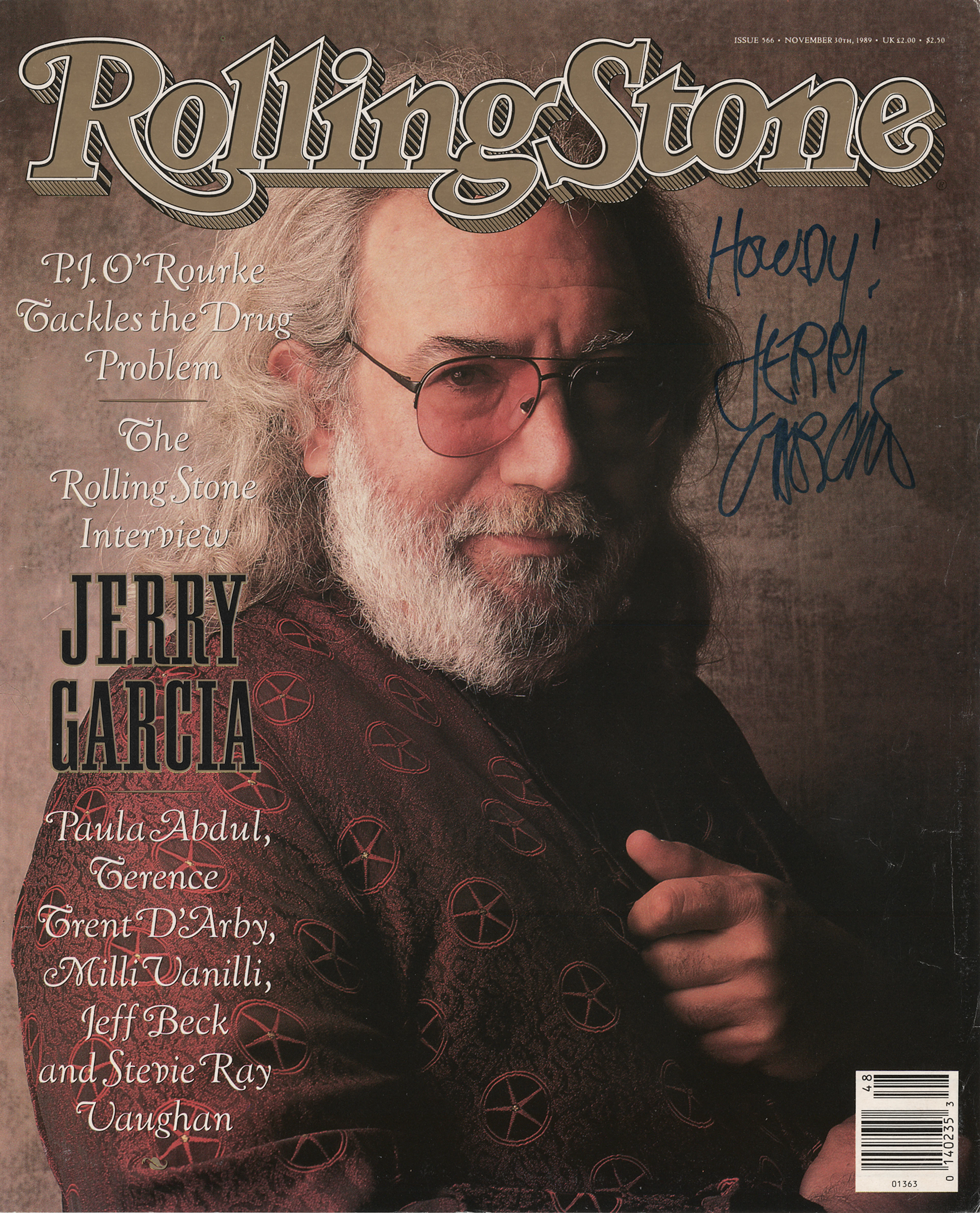 Grateful Dead: Jerry Garcia Signed Rolling Stone Cover
