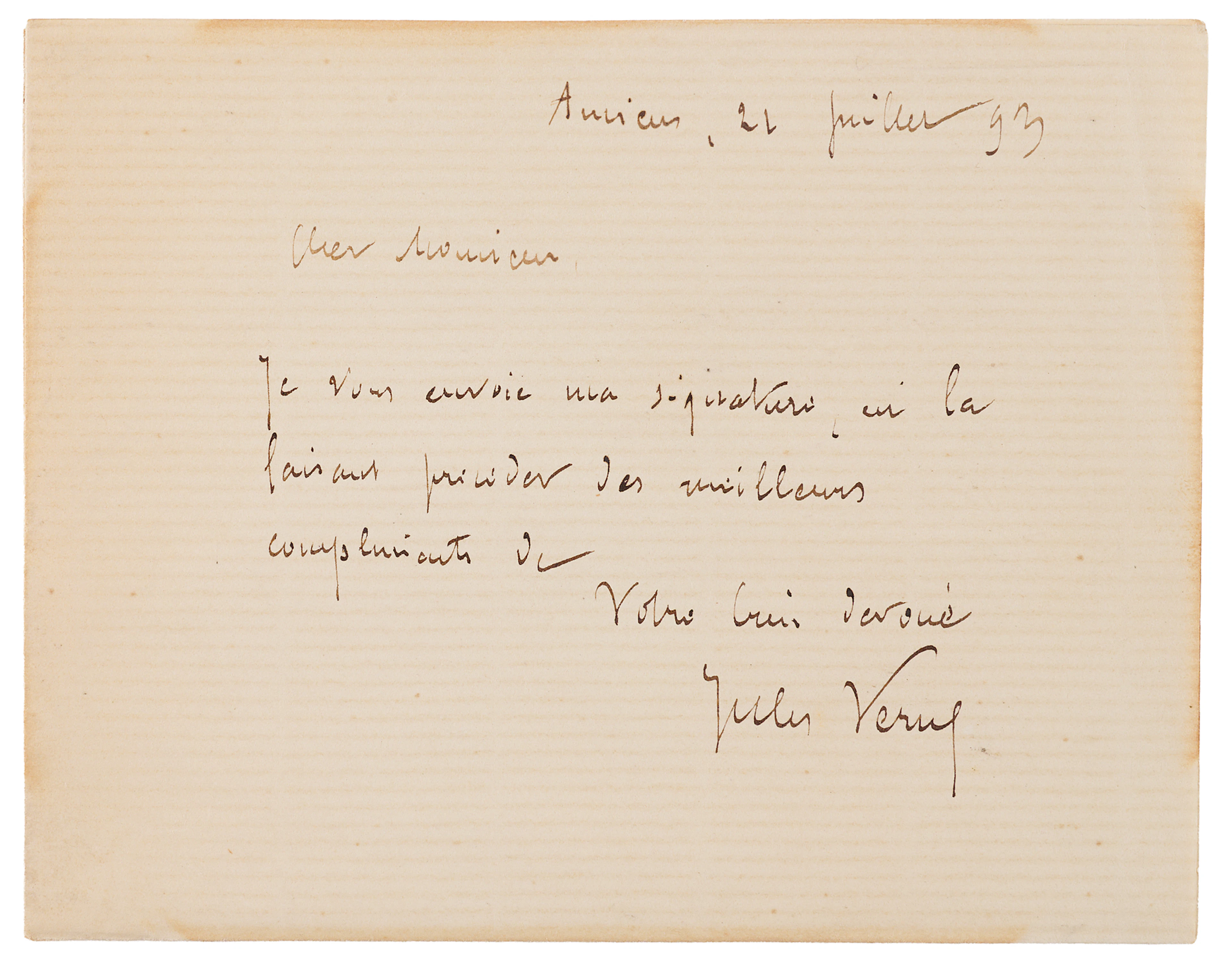 Jules Verne Autograph Letter Signed