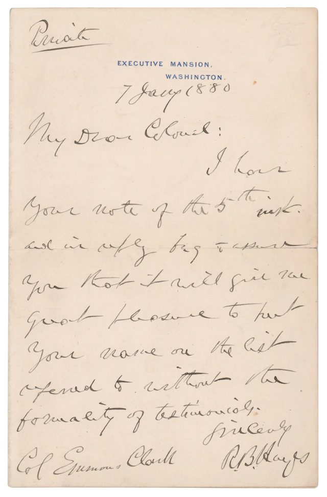 Rutherford B. Hayes Autograph Letter Signed as President