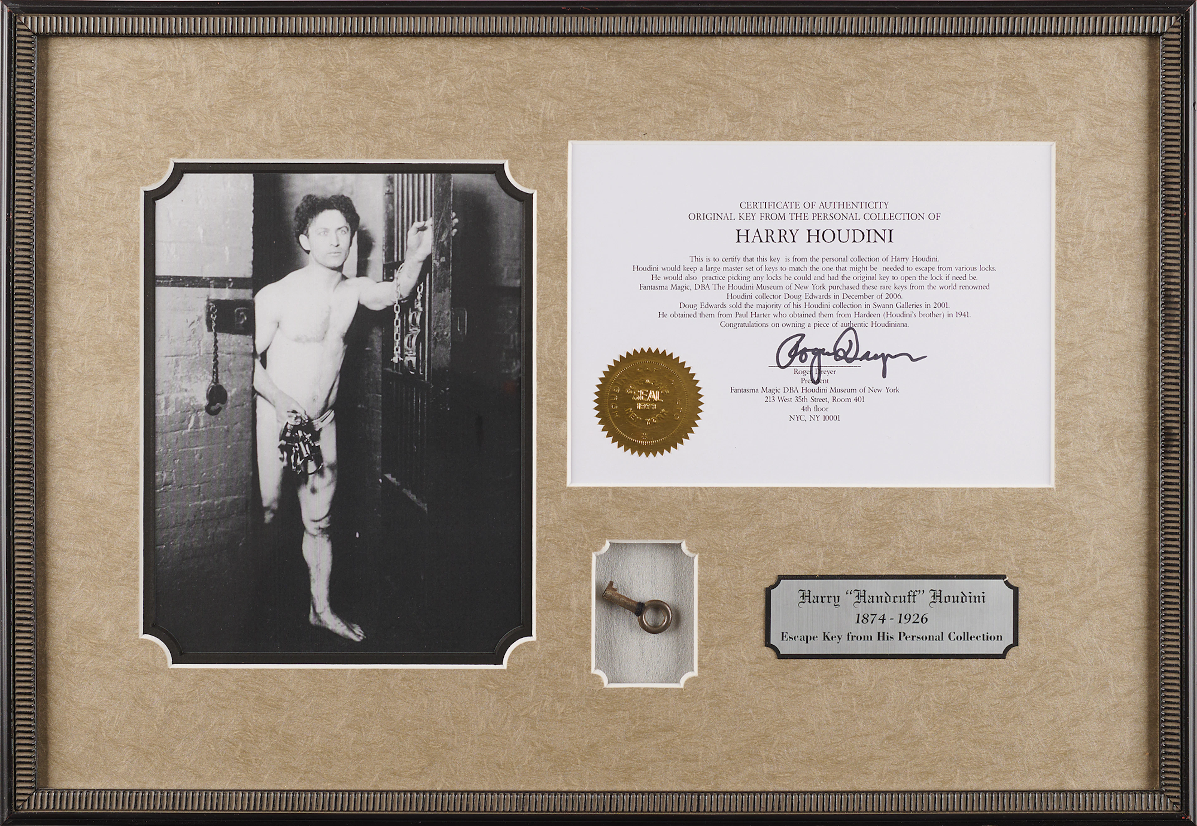 Harry Houdini Escape Key from His Personal Collection