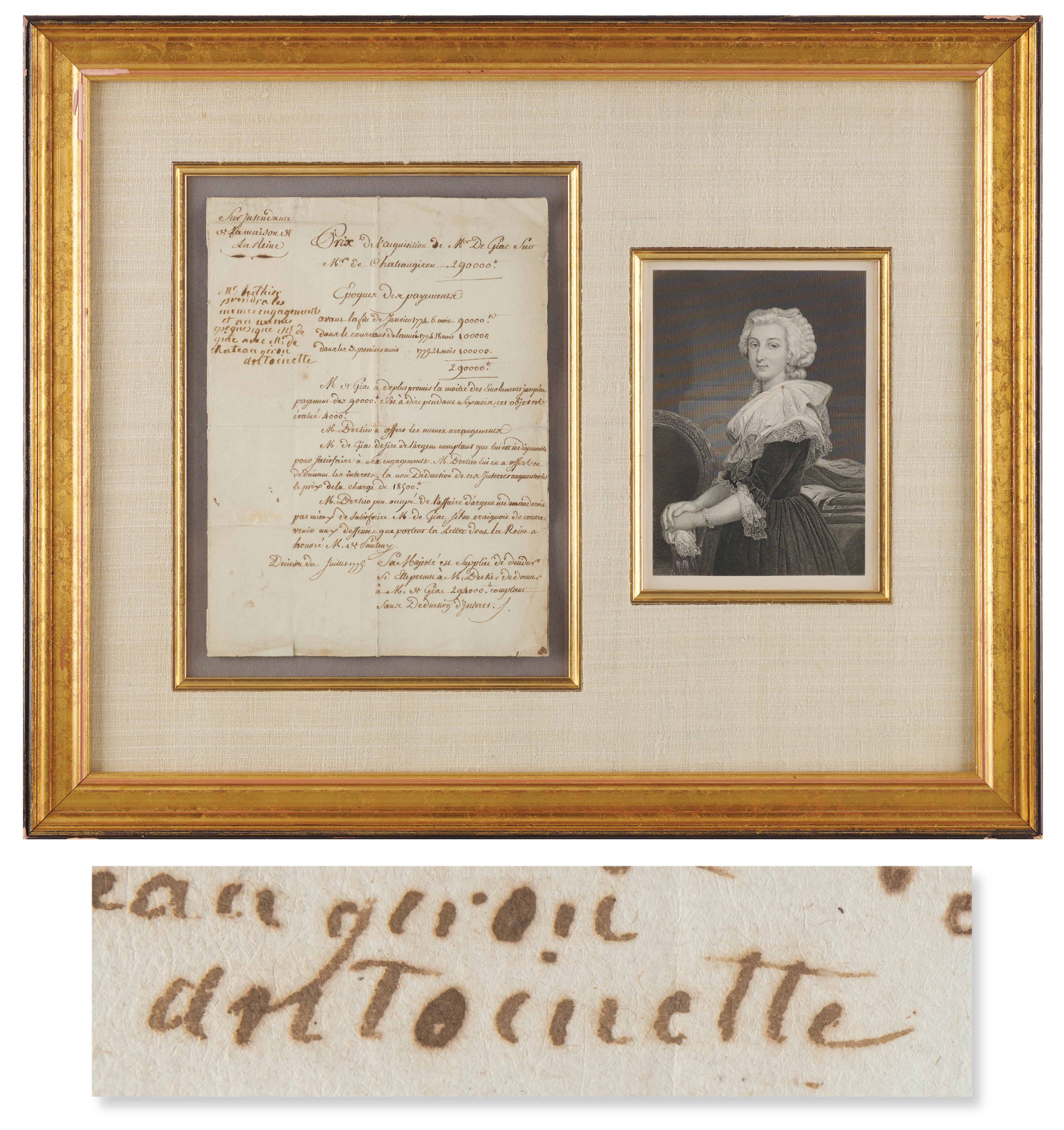 Marie Antoinette Autograph Endorsement Signed as Queen of France