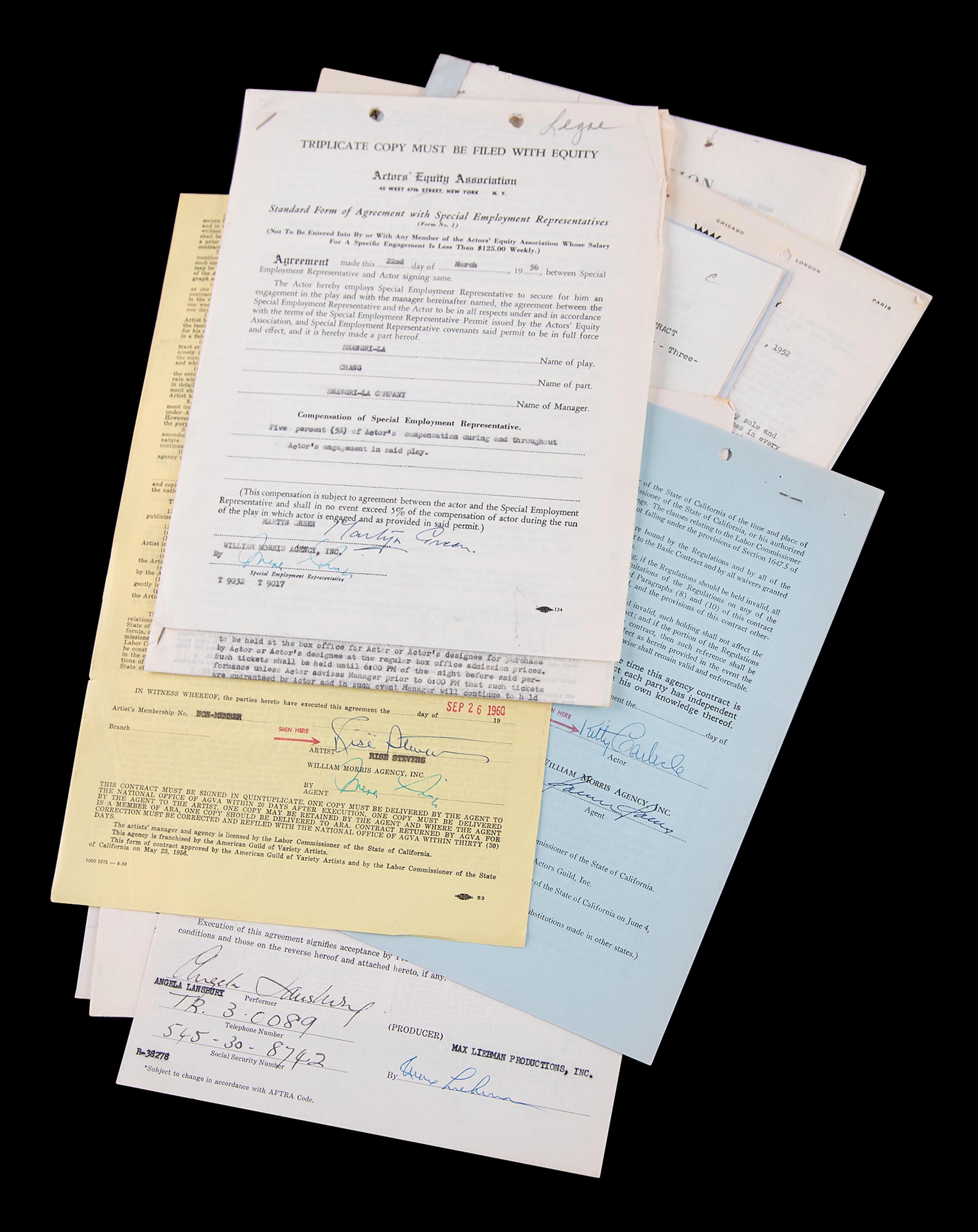 Broadway, Opera, and Ballet (14) Documents Signed, with Grace Moore
