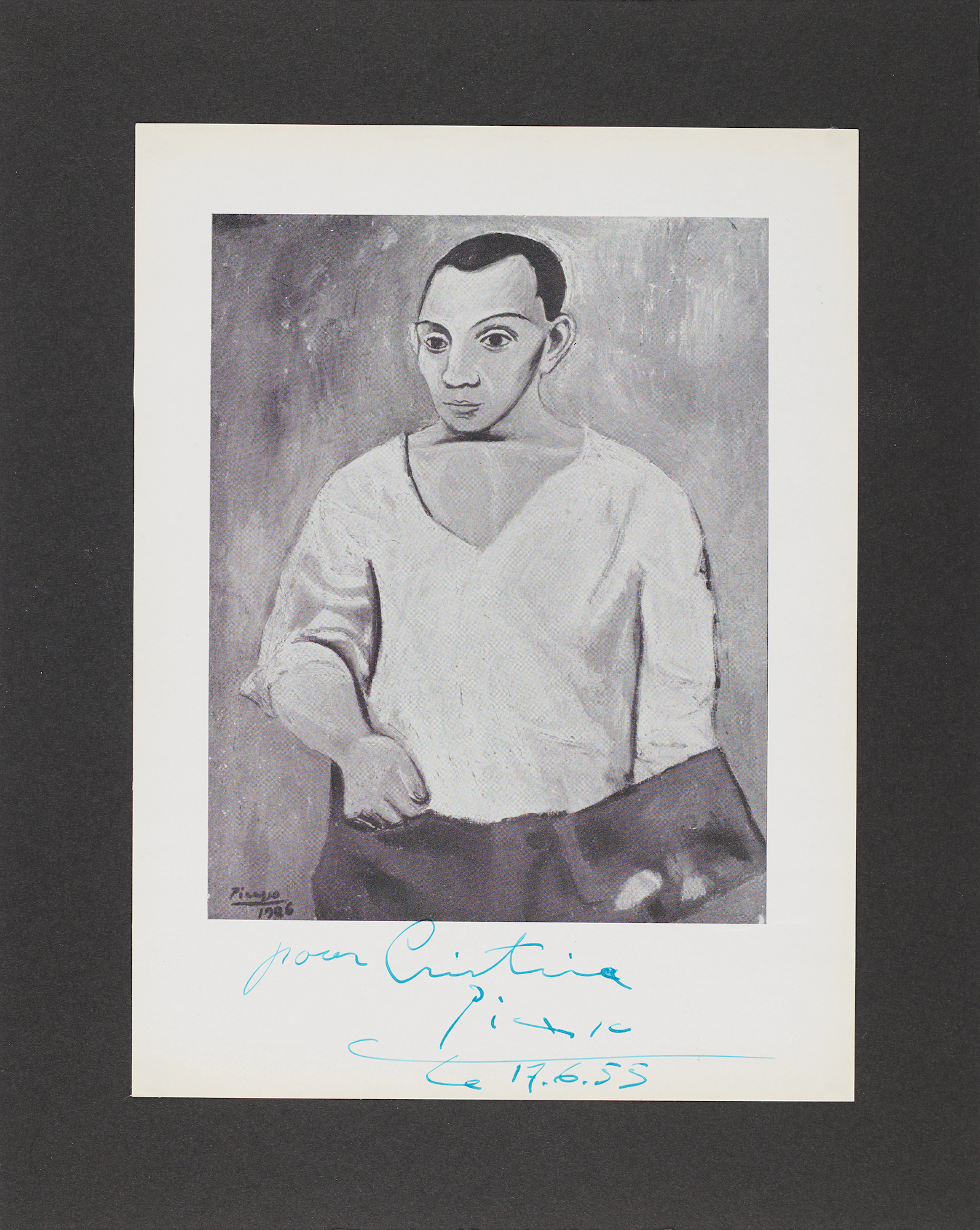 Pablo Picasso Signed Photograph of His 1906 Painting, 'Self-Portrait