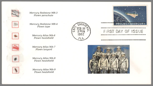 Mercury Program (6) Artifact Fragments from Each Manned Mission (Attested
