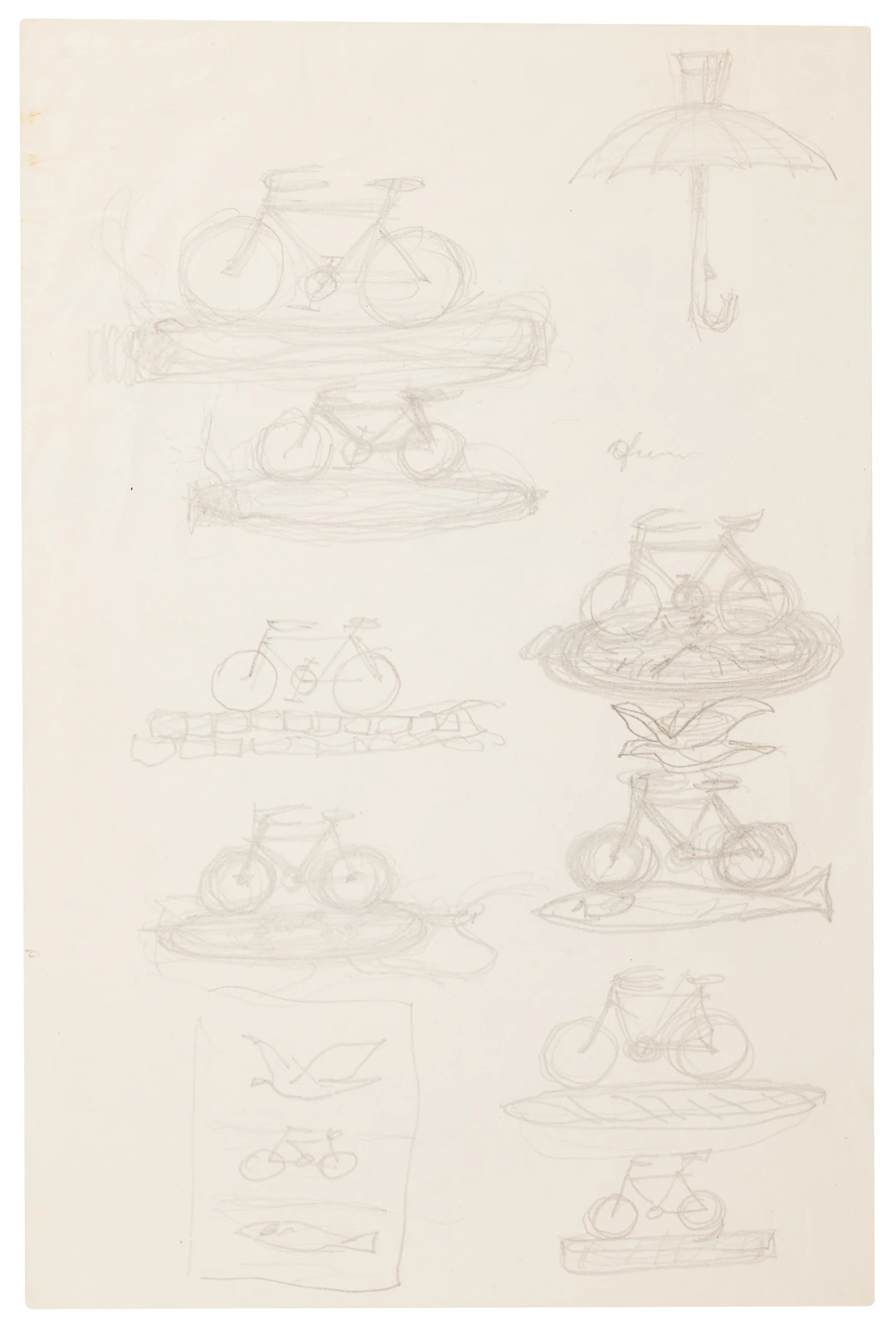 Rene Magritte Original Preliminary Sketches for 'Hegel's Holiday'
