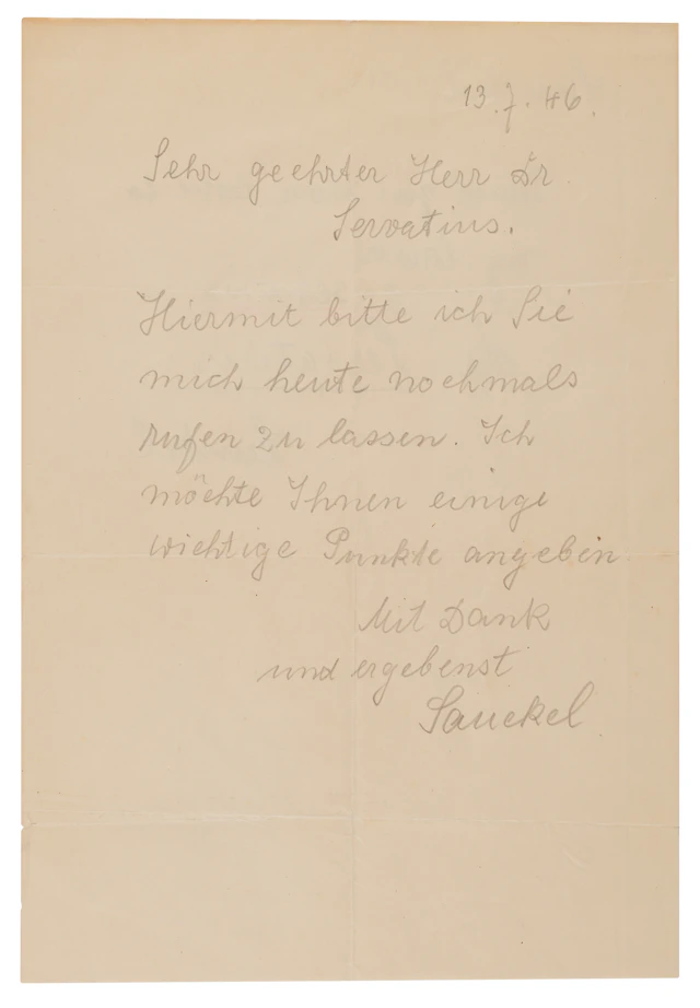 Fritz Sauckel Autograph Letter Signed to His Nuremberg Defense Counsel