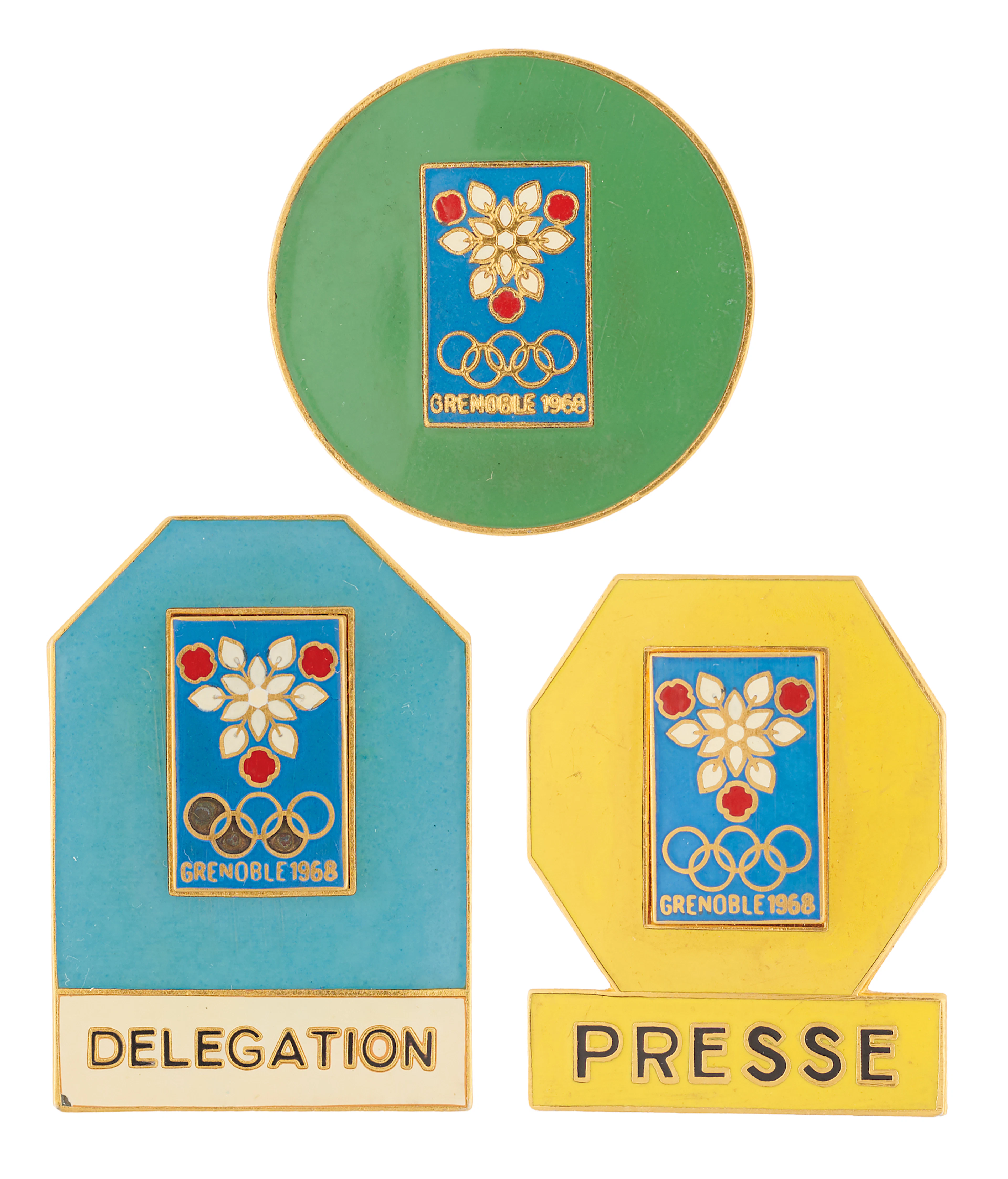 Grenoble 1968 Winter Olympics (3) Badges for Public Service, Delegation