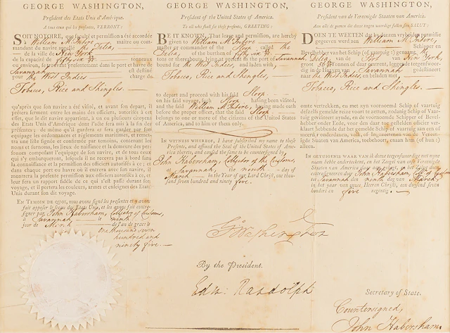 George Washington Document Signed as President