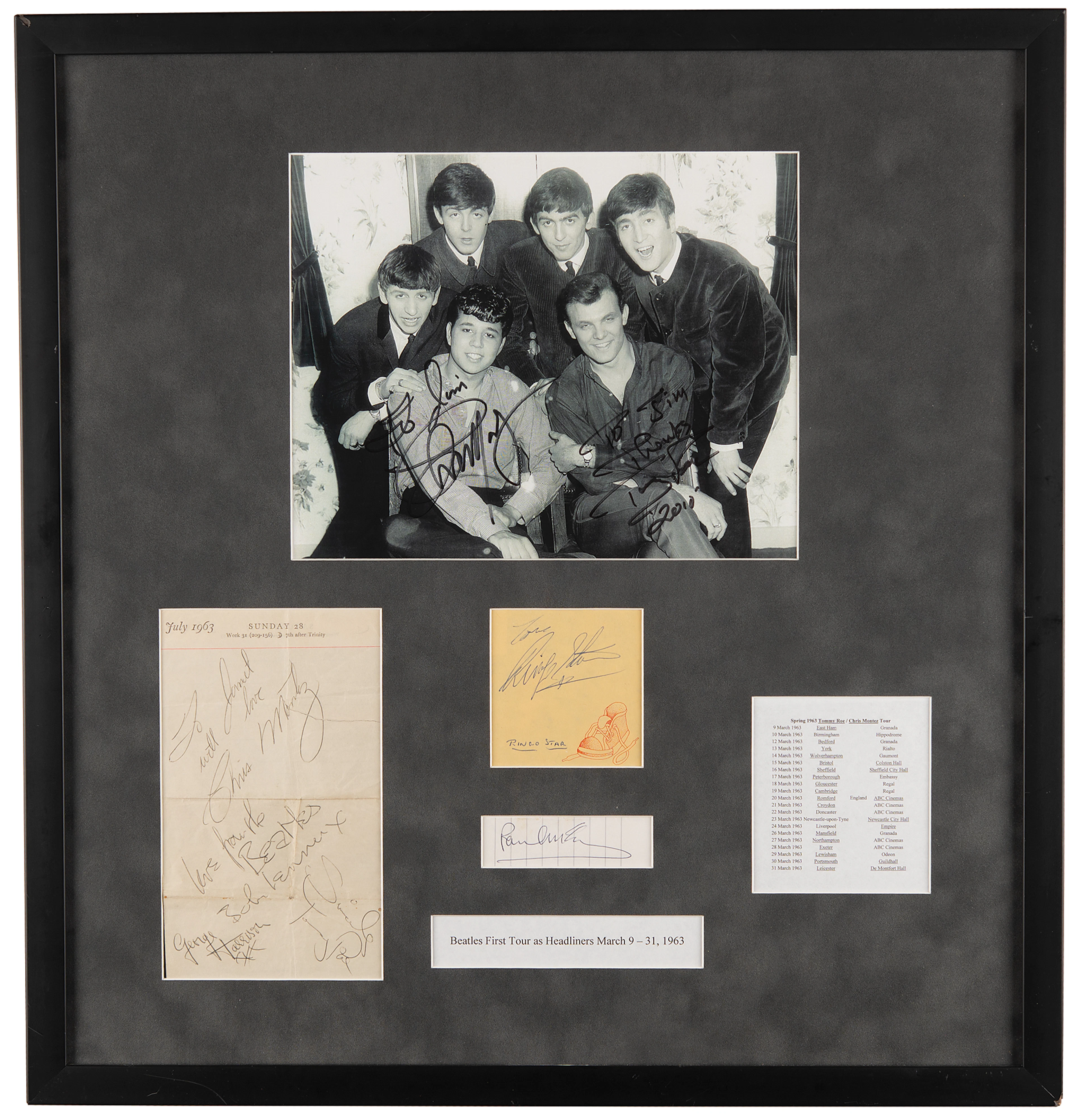 Beatles Signatures with Tommy Roe and Chris Montez - Co-Stars of Their