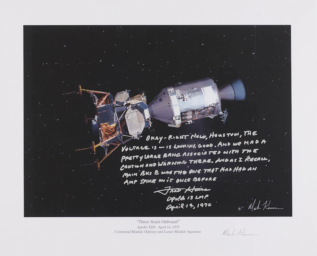 Fred Haise Signed Print - 'Three Souls Onboard' - 16˝ x 13˝