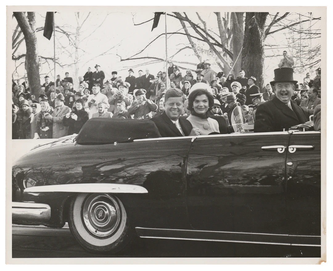 John and Jacqueline Kennedy Original 1961 Inaugural Parade Photograph