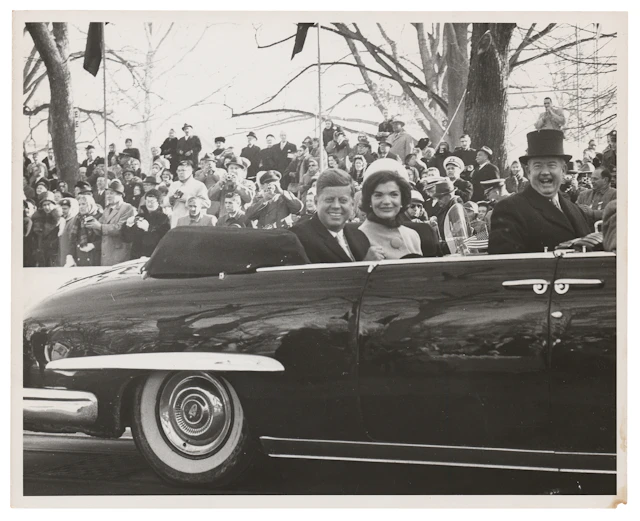 John and Jacqueline Kennedy Original 1961 Inaugural Parade Photograph