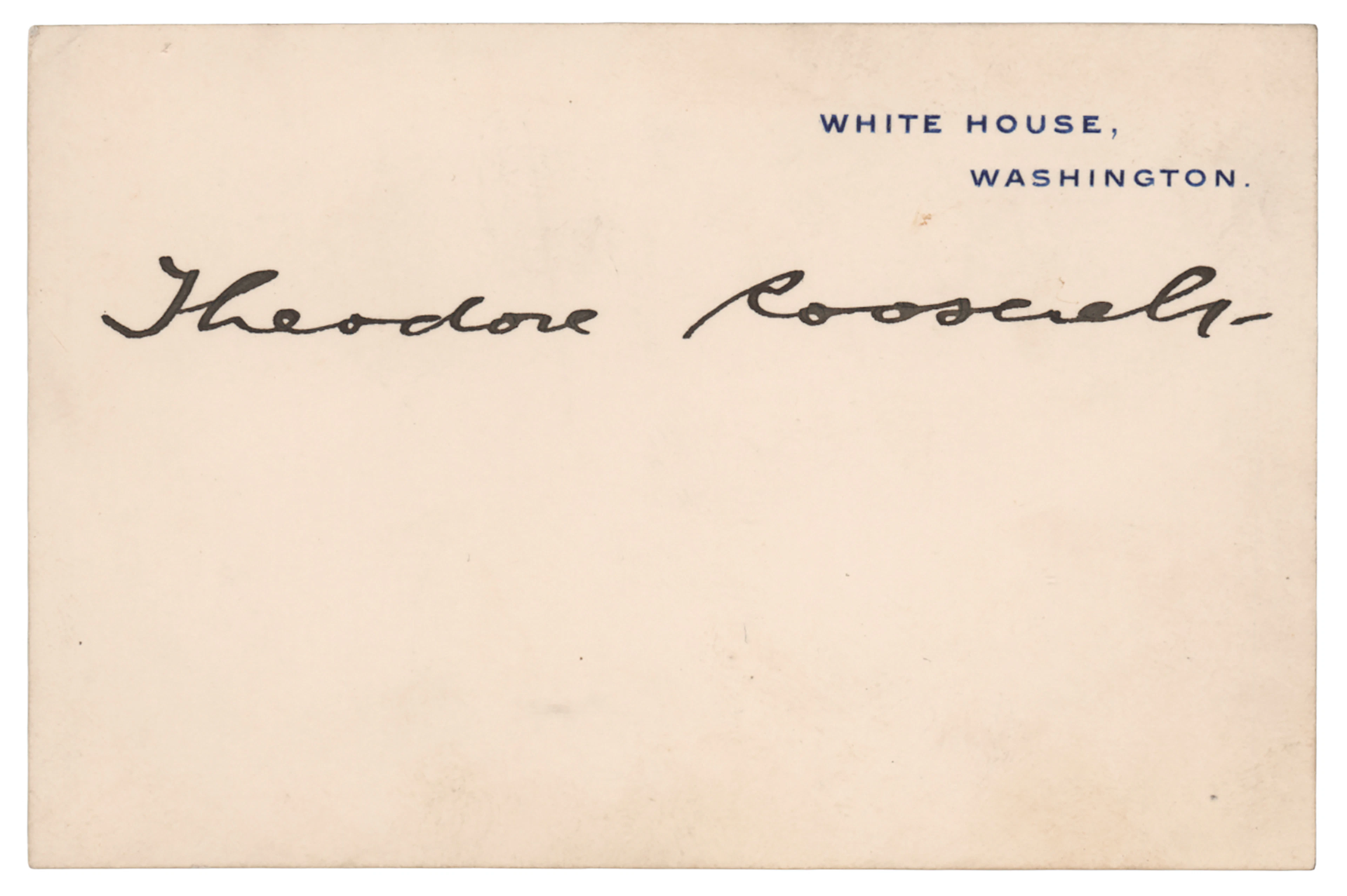 Theodore Roosevelt Signed White House Card