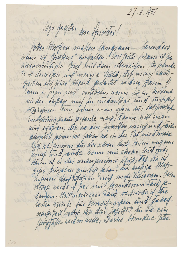 Albert Kesselring Autograph Letter Signed from Werl Prison (1951)