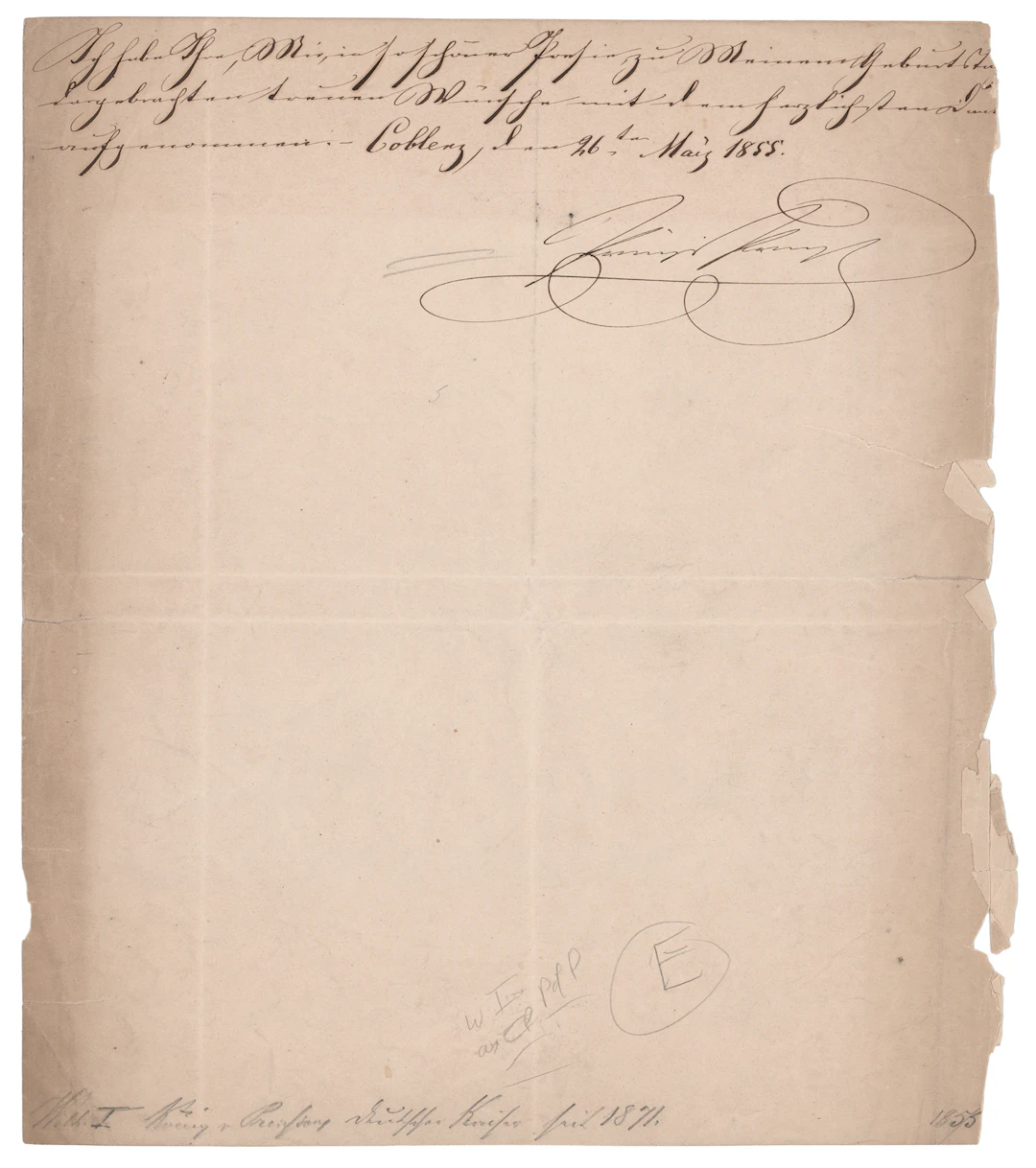 Kaiser Wilhelm I Document Signed