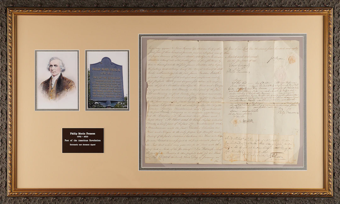 Philip Freneau Twice-Signed Document - Excessively Rare 1783 Autograph