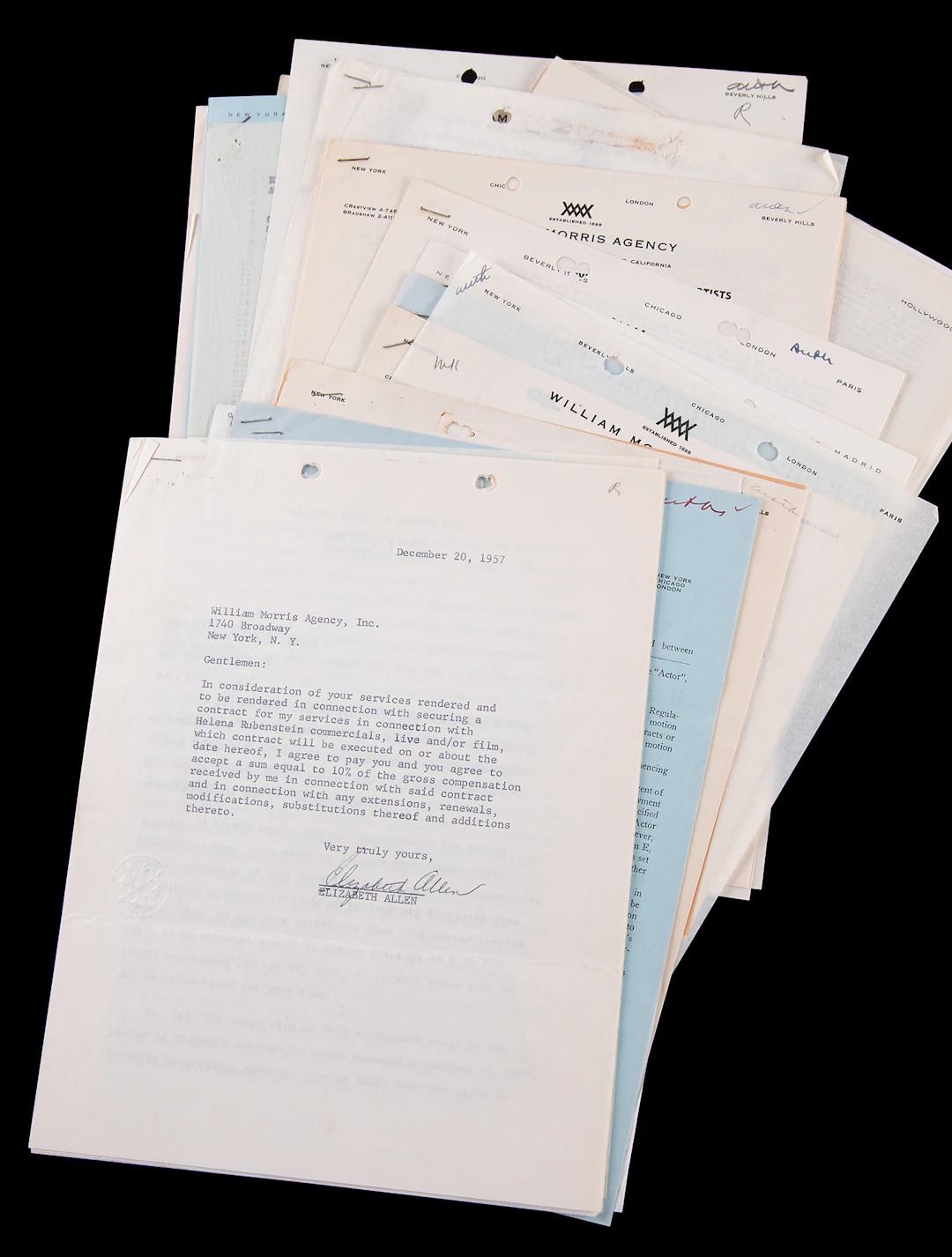 Golden Age Leading Ladies: (44) Documents Signed by Actresses, with