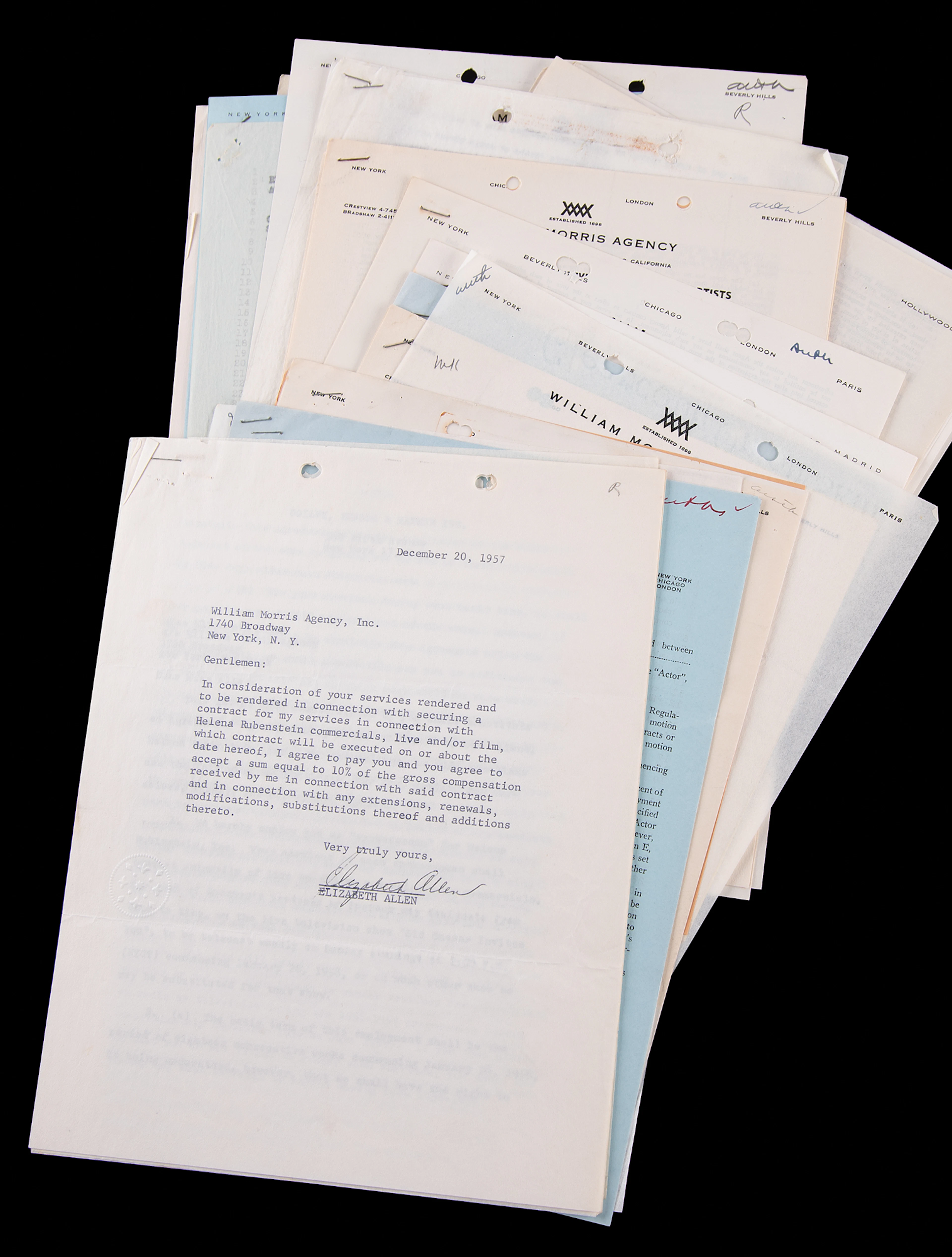 Golden Age Leading Ladies: (44) Documents Signed by Actresses, with