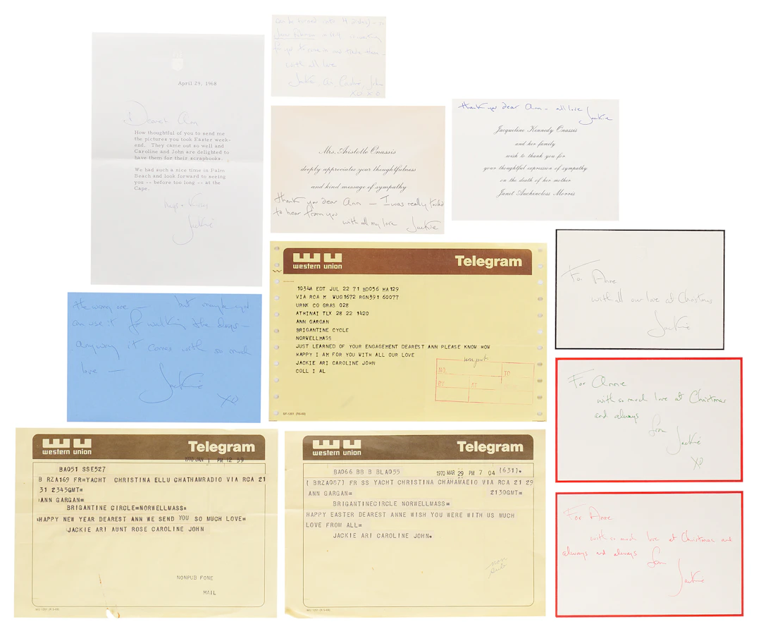 Jacqueline Kennedy (8) Signed Cards and Letters to JFK's Cousin Ann Gargan