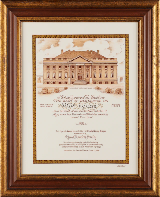 Nancy Reagan Boehm Hand-Painted Porcelain White House Special Award
