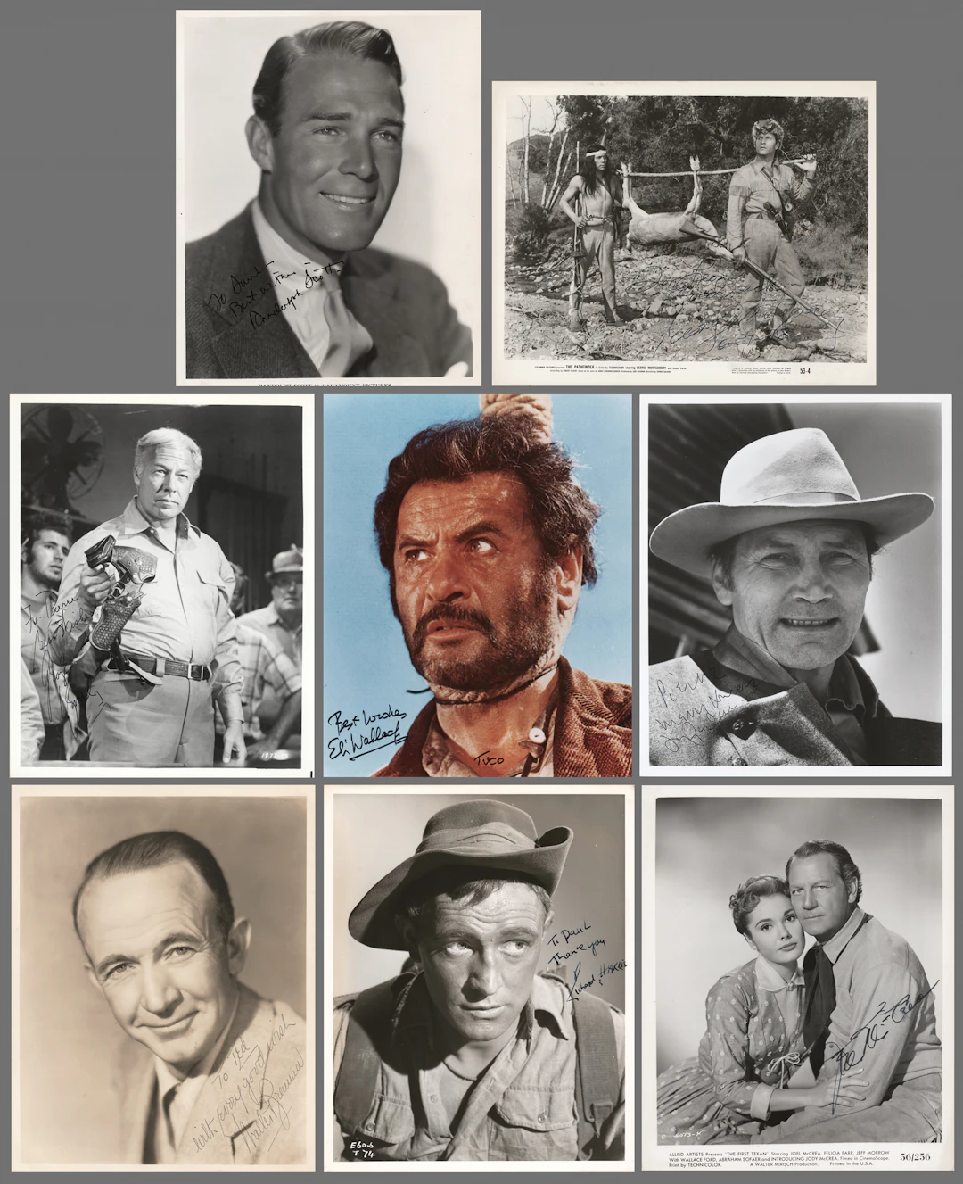 Western Actors (8) Signed Photographs with Wallach, Brennan, and McCrea