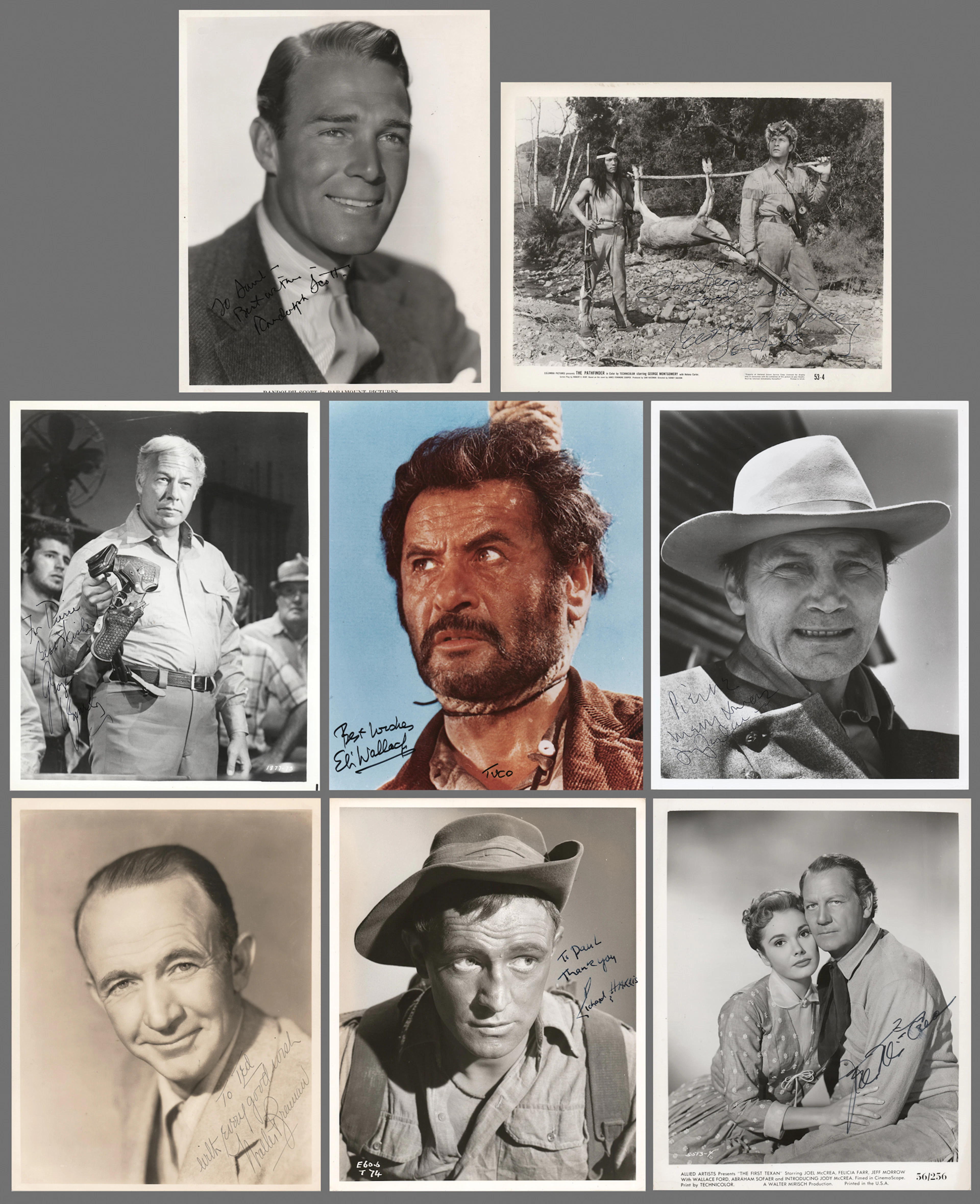 Western Actors (8) Signed Photographs with Wallach, Brennan, and McCrea