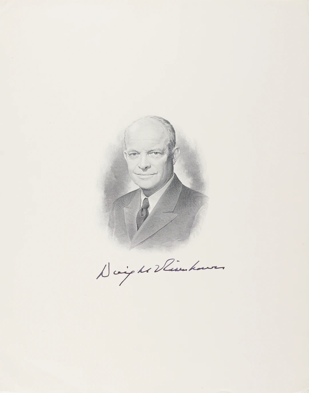 Dwight D. Eisenhower Signed Oversized Engraving