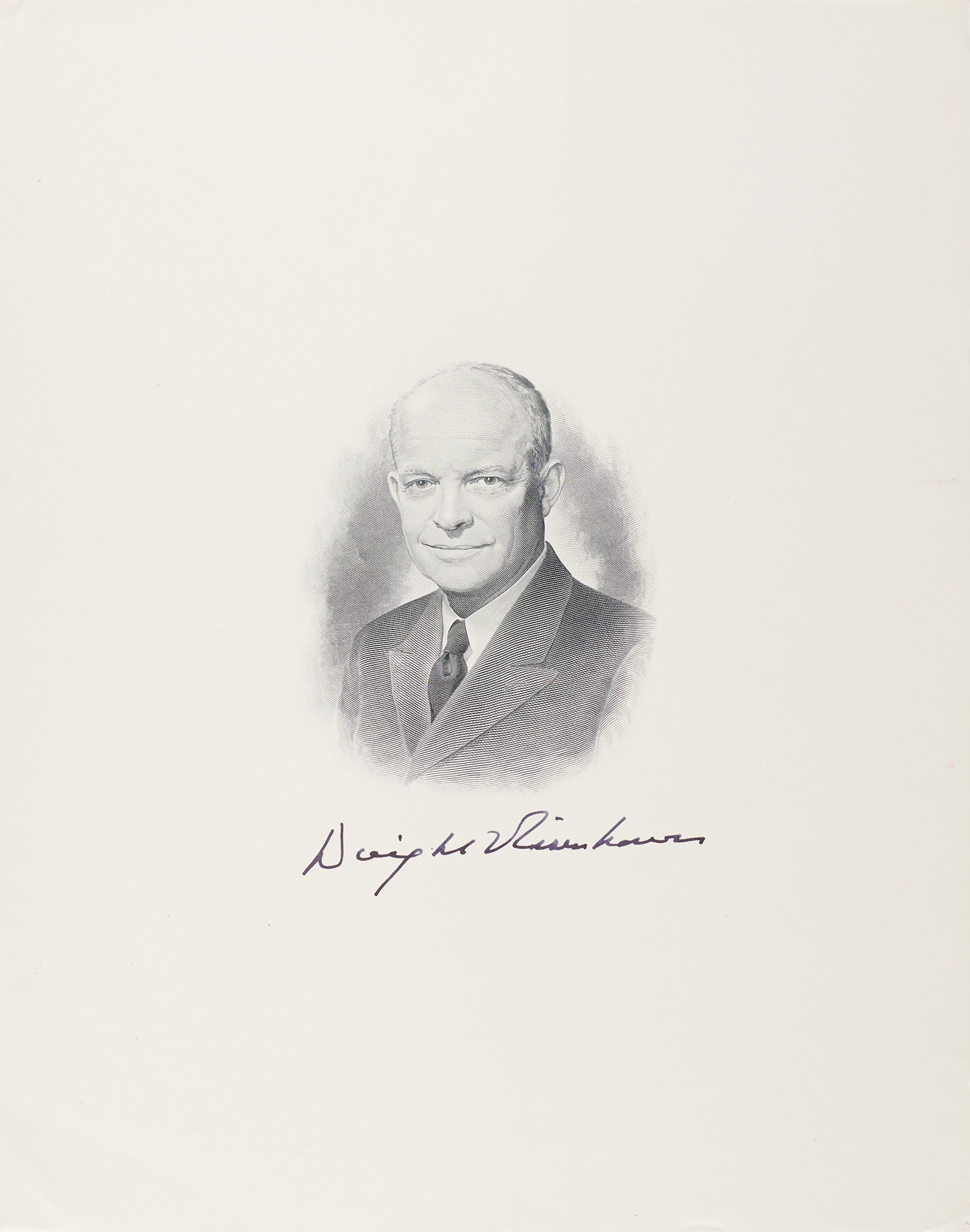 Dwight D. Eisenhower Signed Oversized Engraving