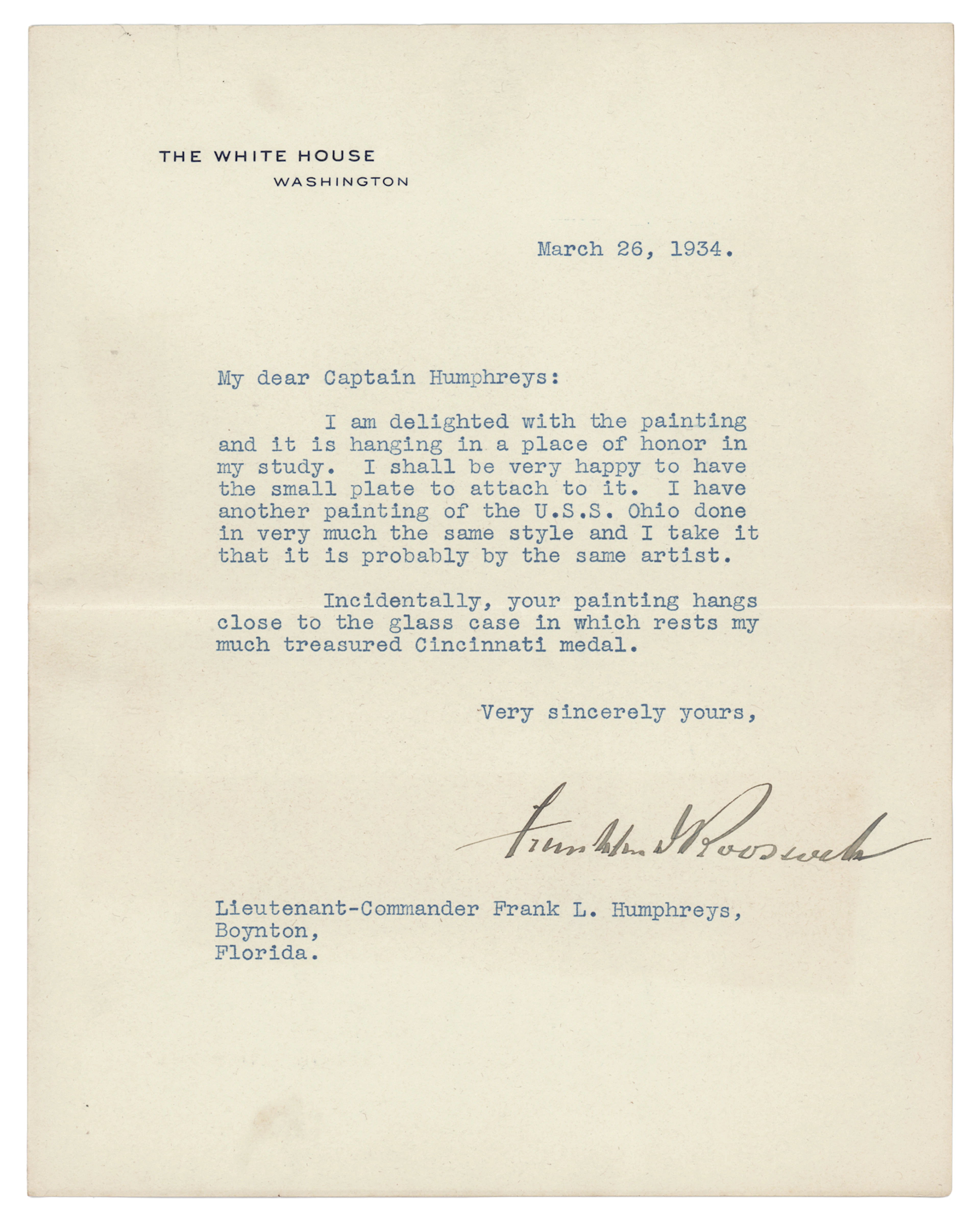 Franklin D. Roosevelt Typed Letter Signed as President: "I am delighted