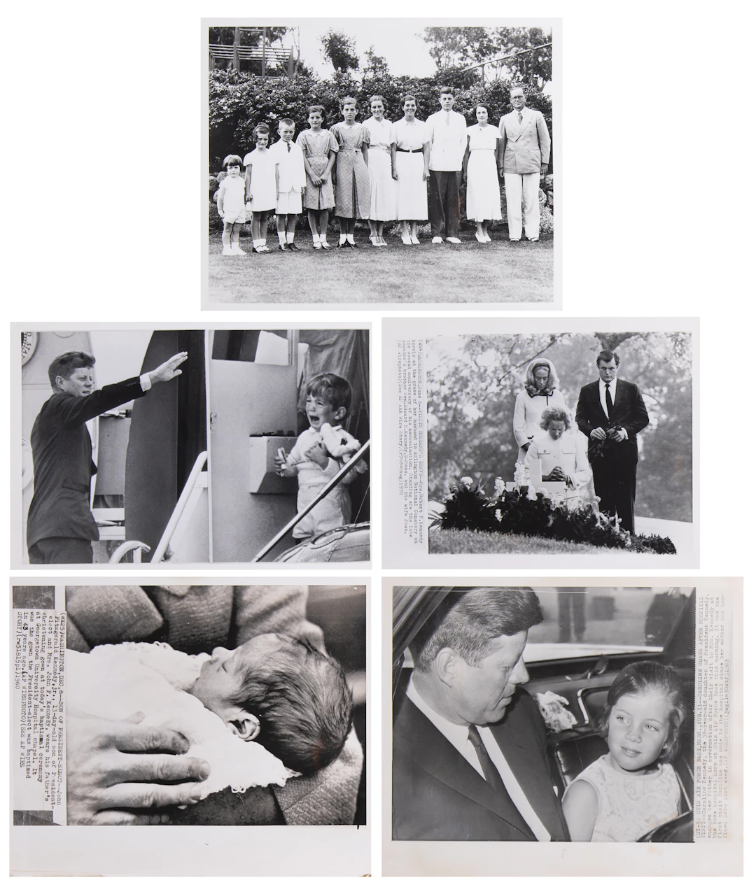 Kennedy Family: (5) Wirephotos of John, Caroline, John Jr., and Others