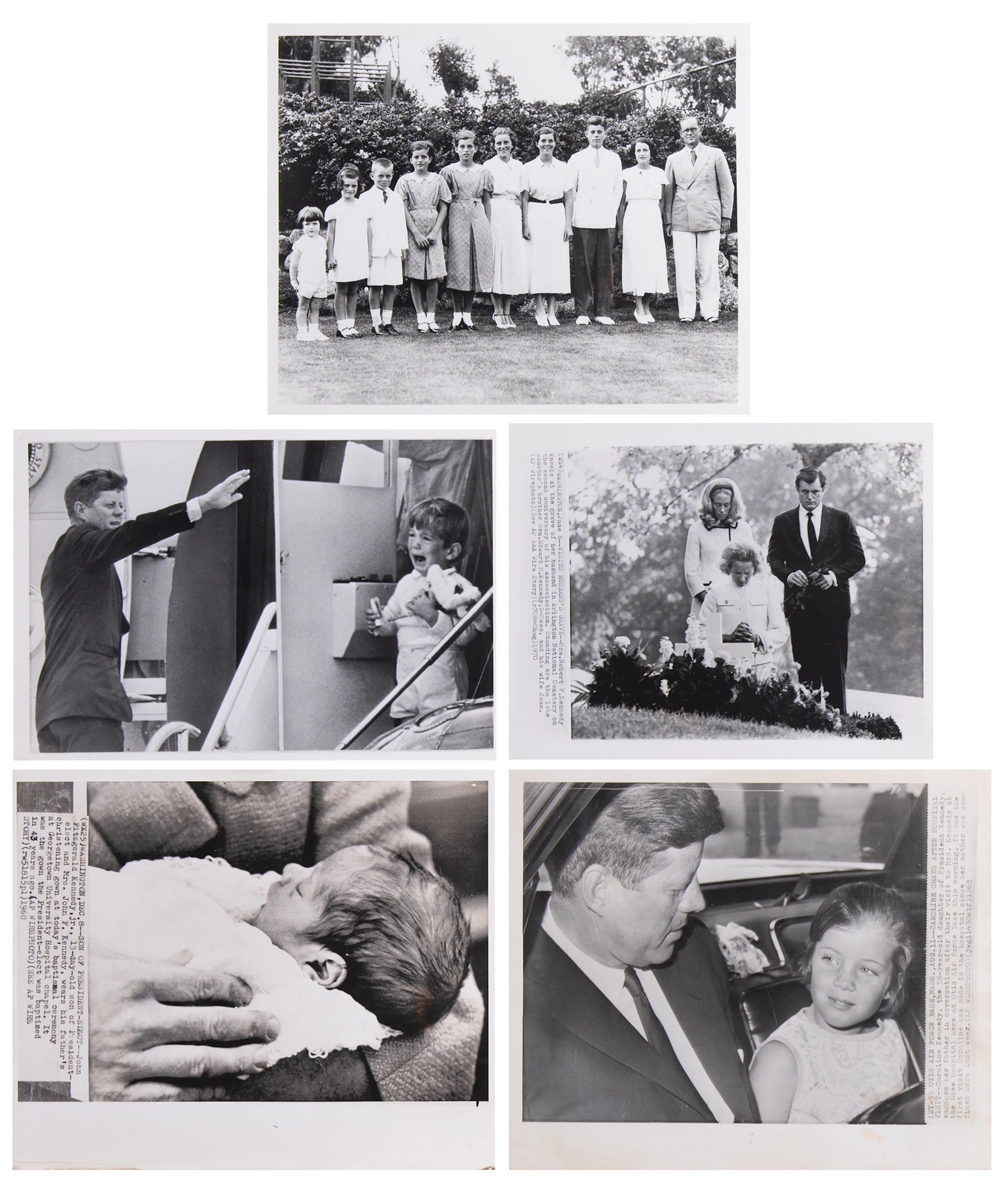Kennedy Family: (5) Wirephotos of John, Caroline, John Jr., and Others