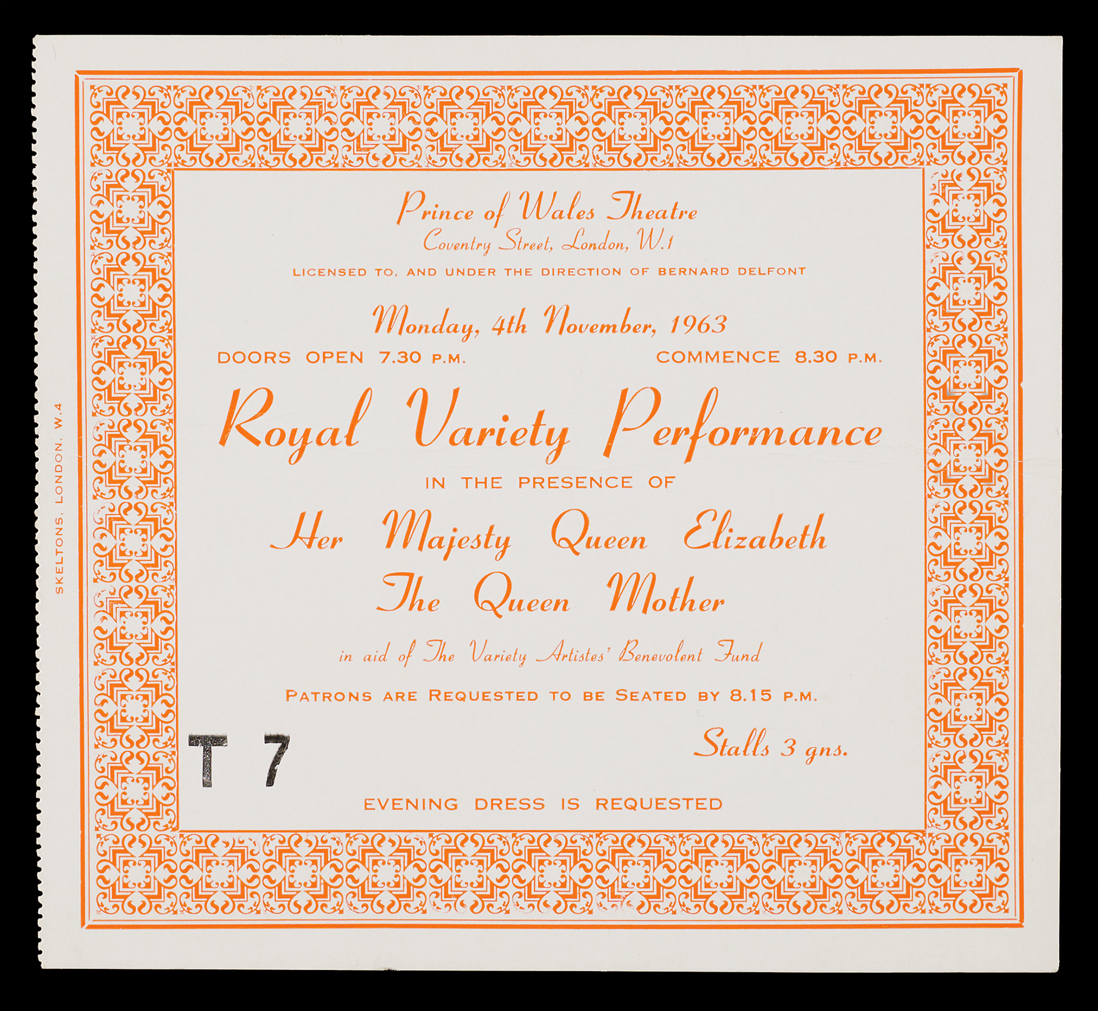 Beatles 1963 Royal Variety Performance Concert Ticket Stub