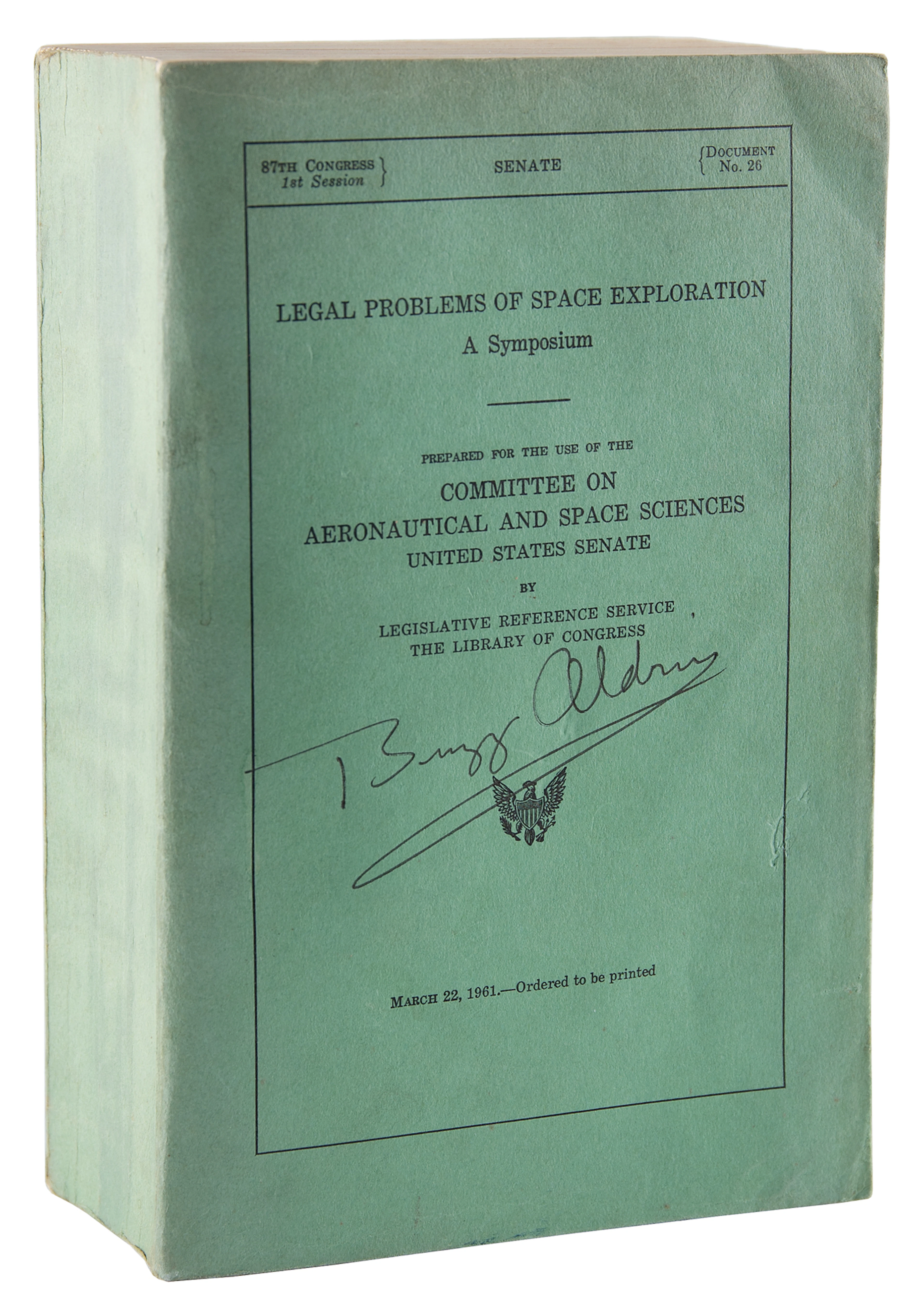 Buzz Aldrin Signed Book - Legal Problems of Space Exploration