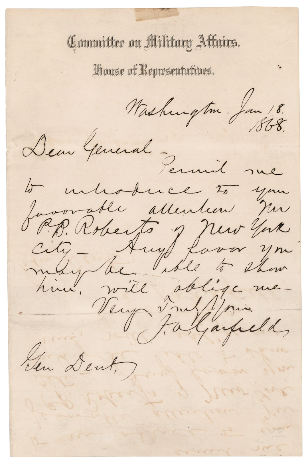 James A. Garfield Autograph Letter Signed