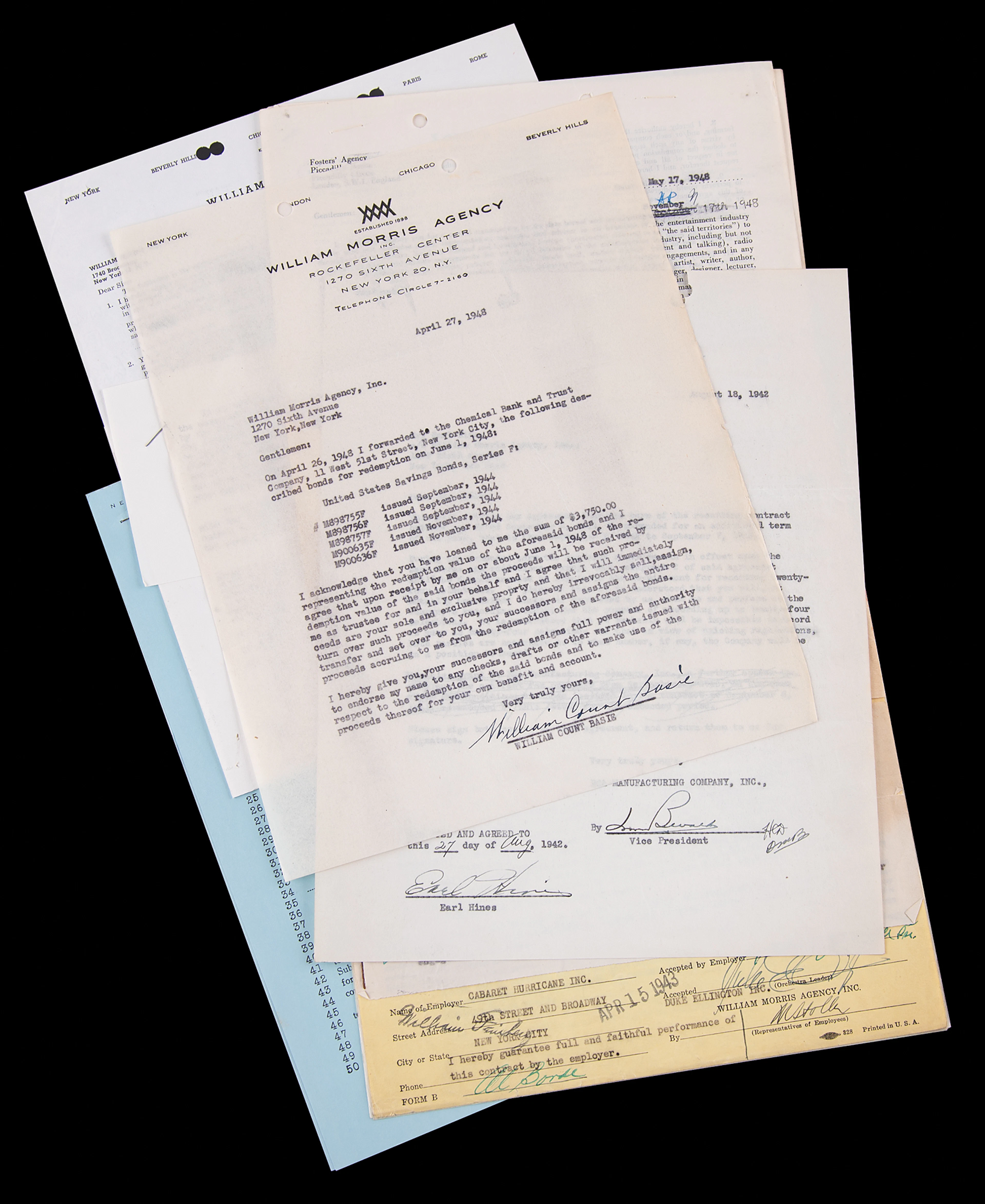 Jazz and Big Band (10) Documents Signed with Buddy Rich, Duke Ellington