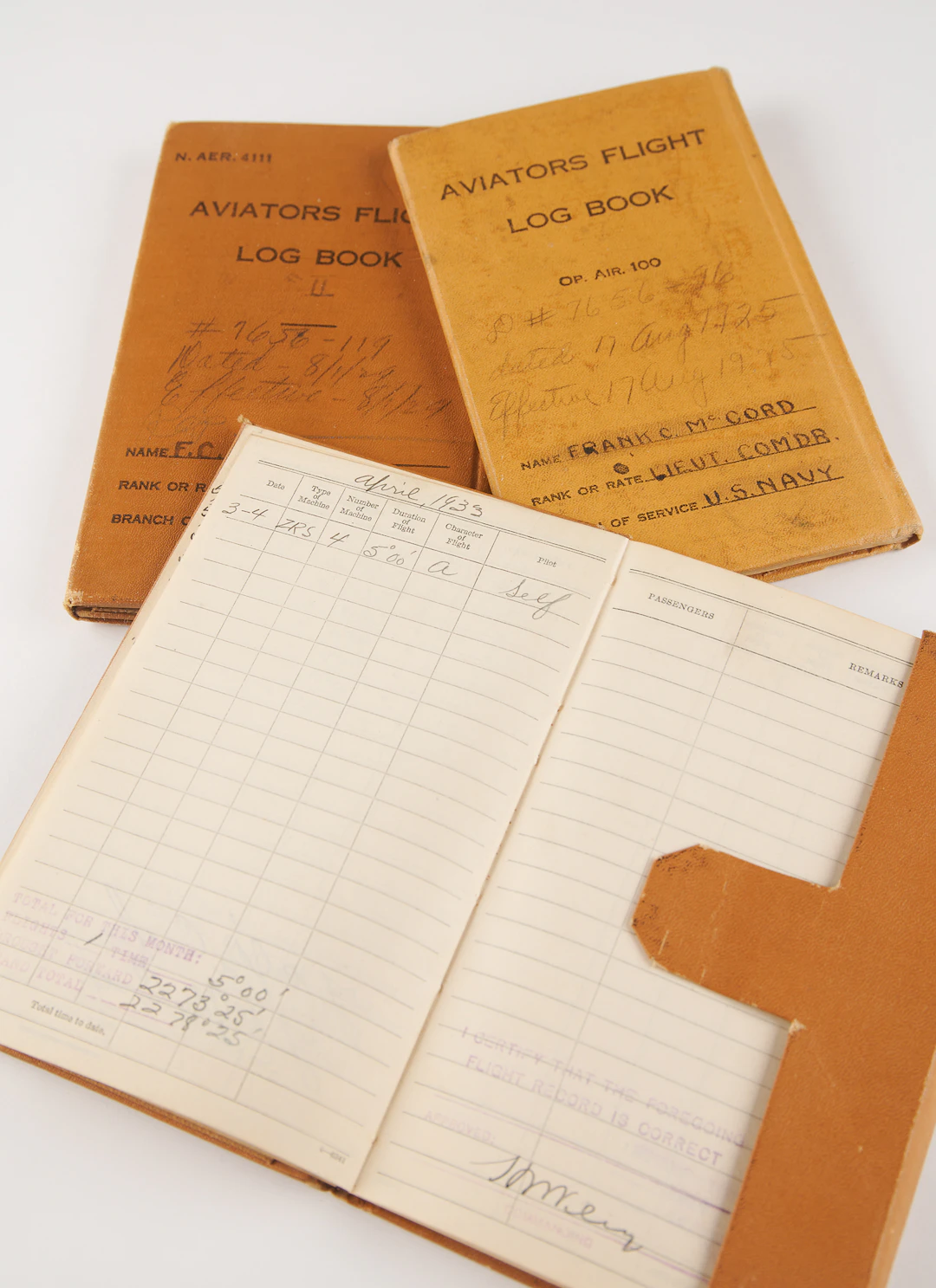 Frank C. McCord Archive of (3) U.S. Navy Flight Logbooks, Culminating
