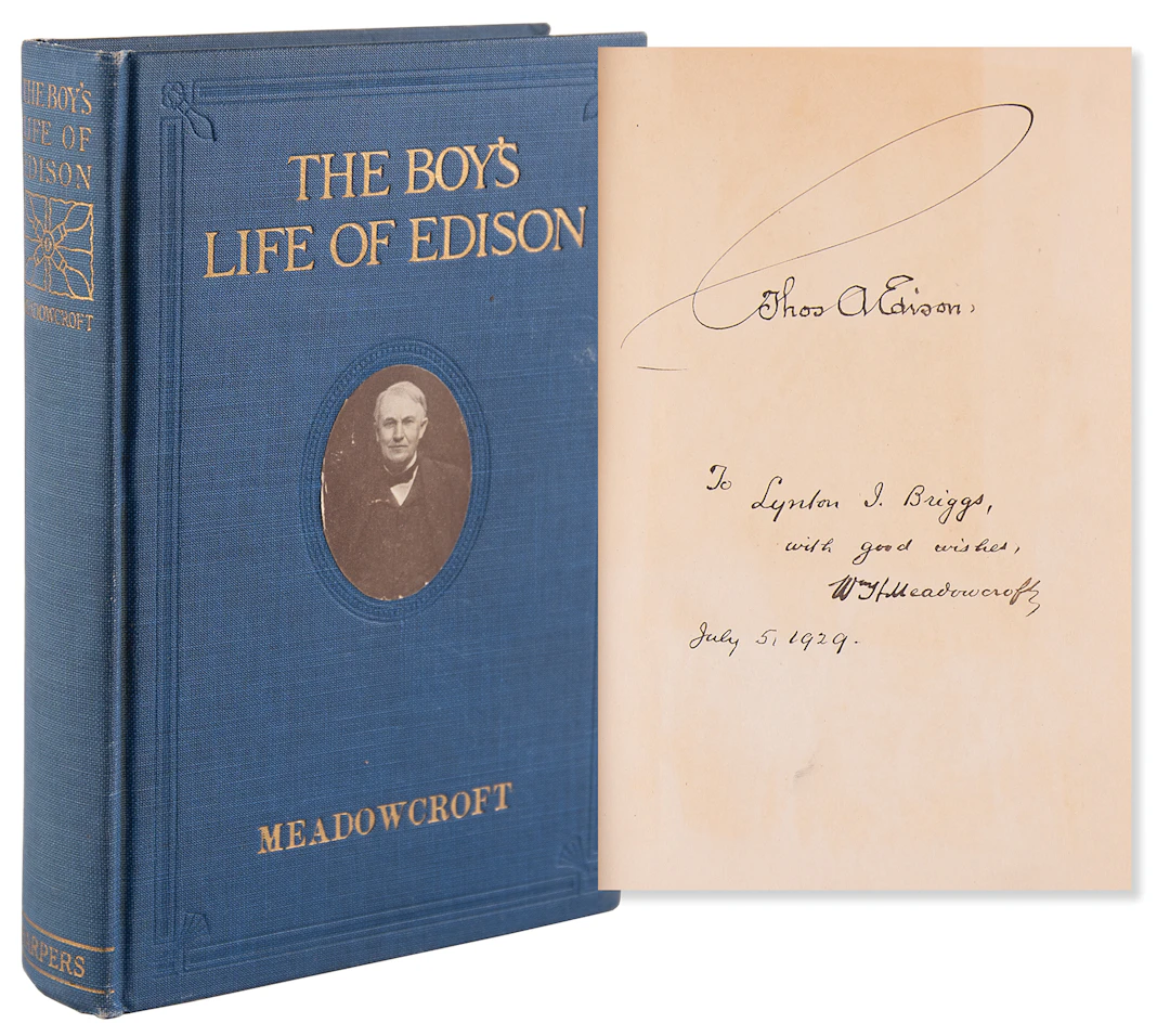 Thomas Edison Signed Book - The Boy's Life of Edison