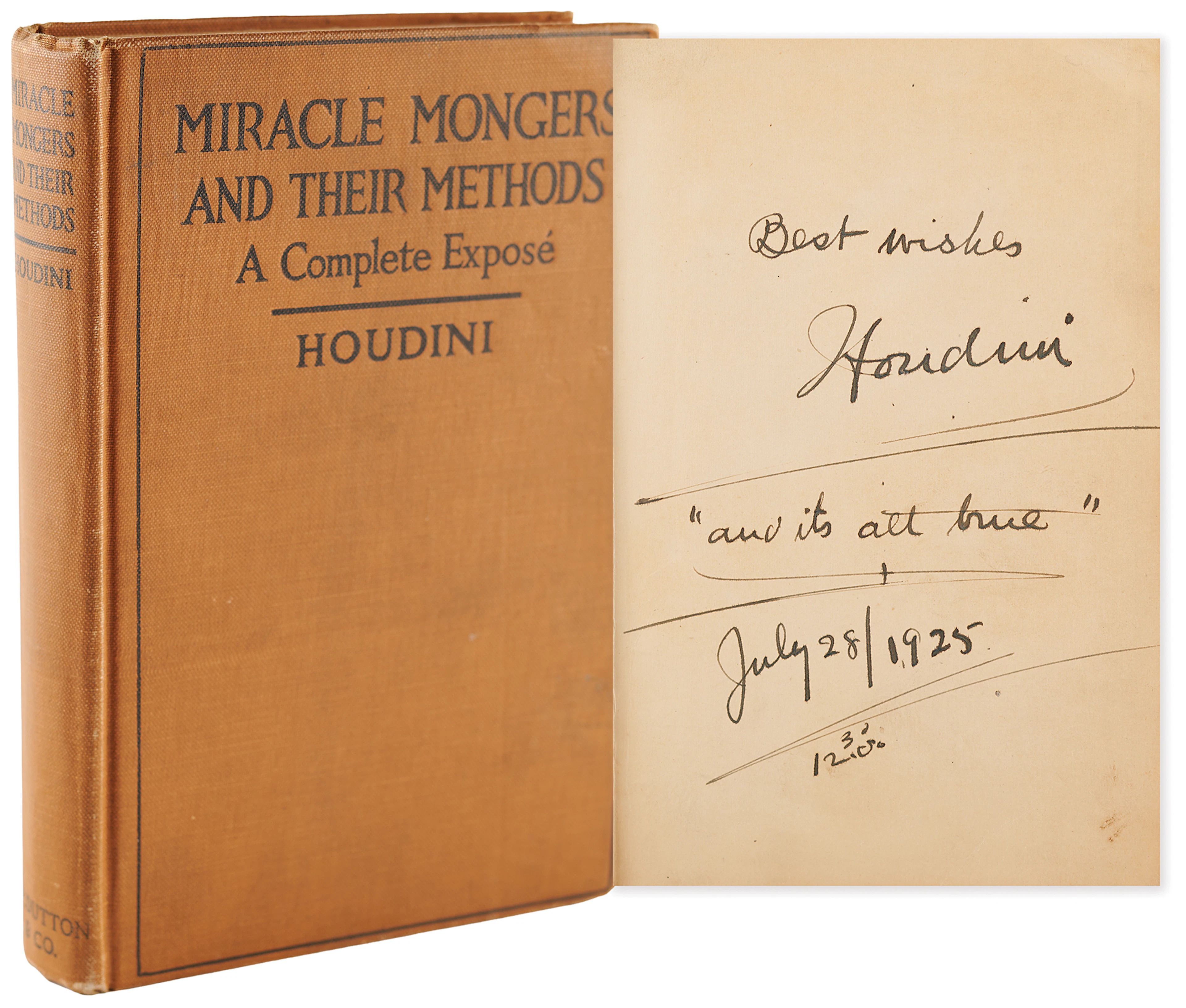 Harry Houdini Signed Book - Miracle Mongers and Their Methods