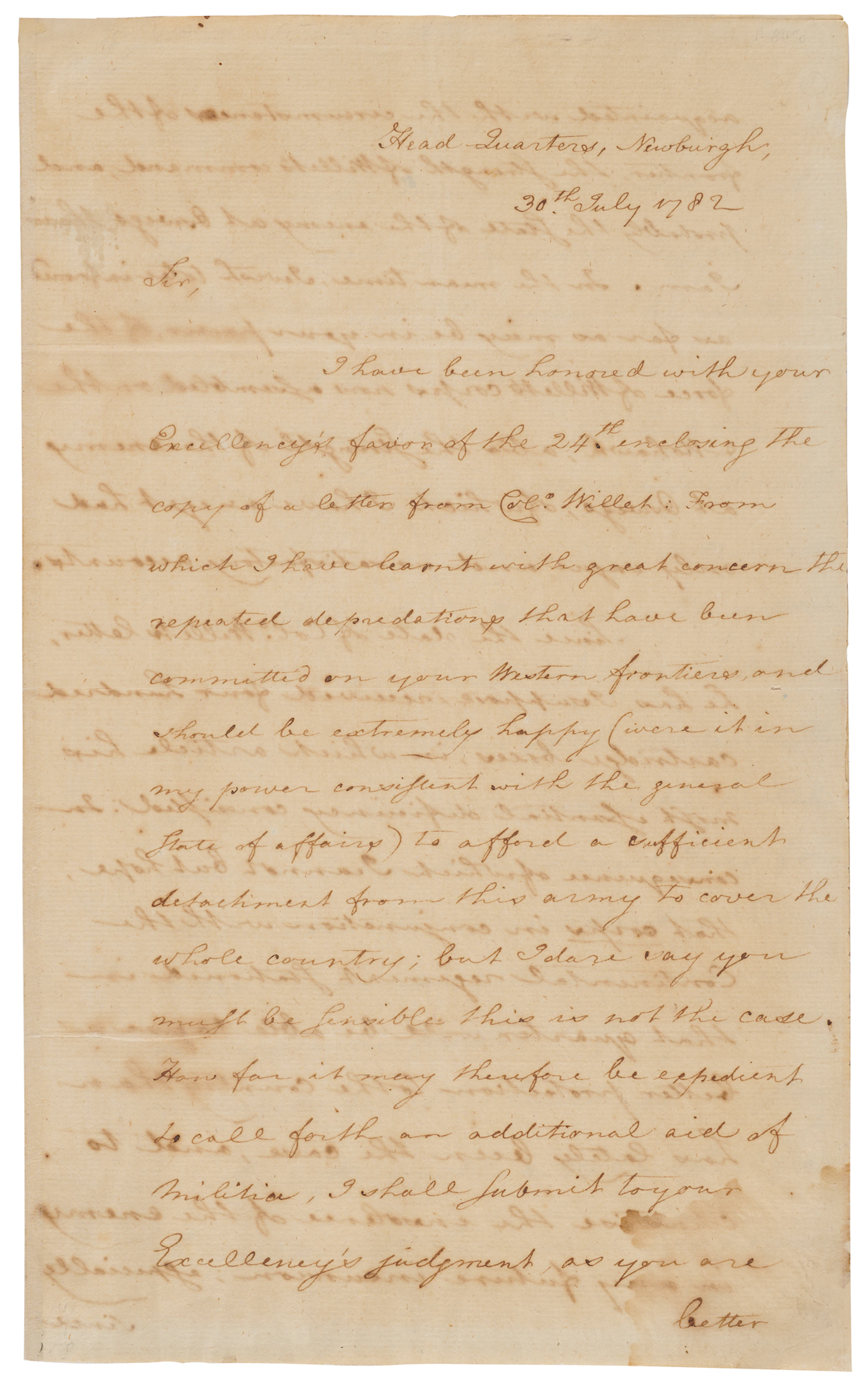 George Washington War-Dated Letter Signed on Defending the New York Frontier