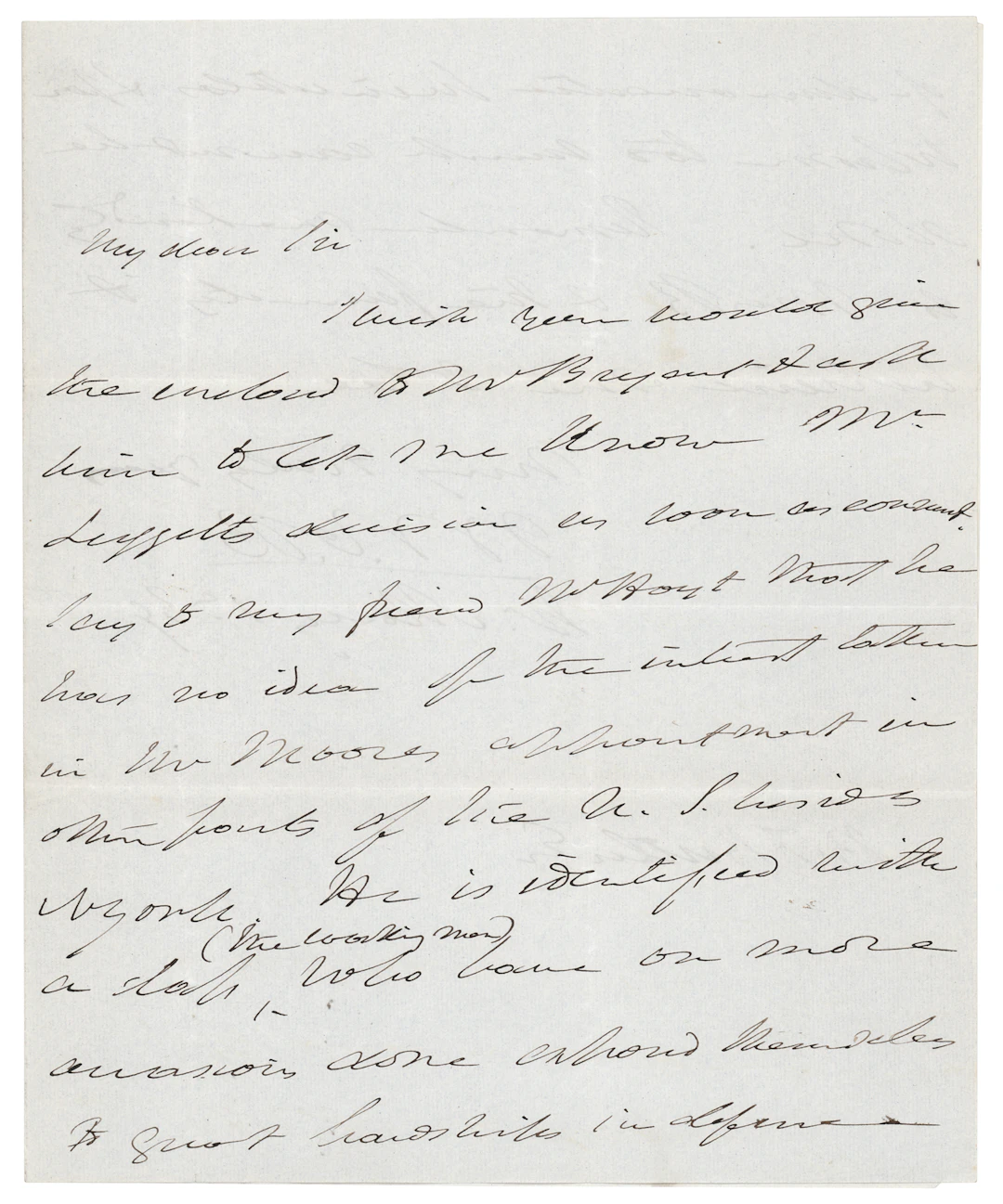 Martin Van Buren Autograph Letter Signed as President on Labor Leader