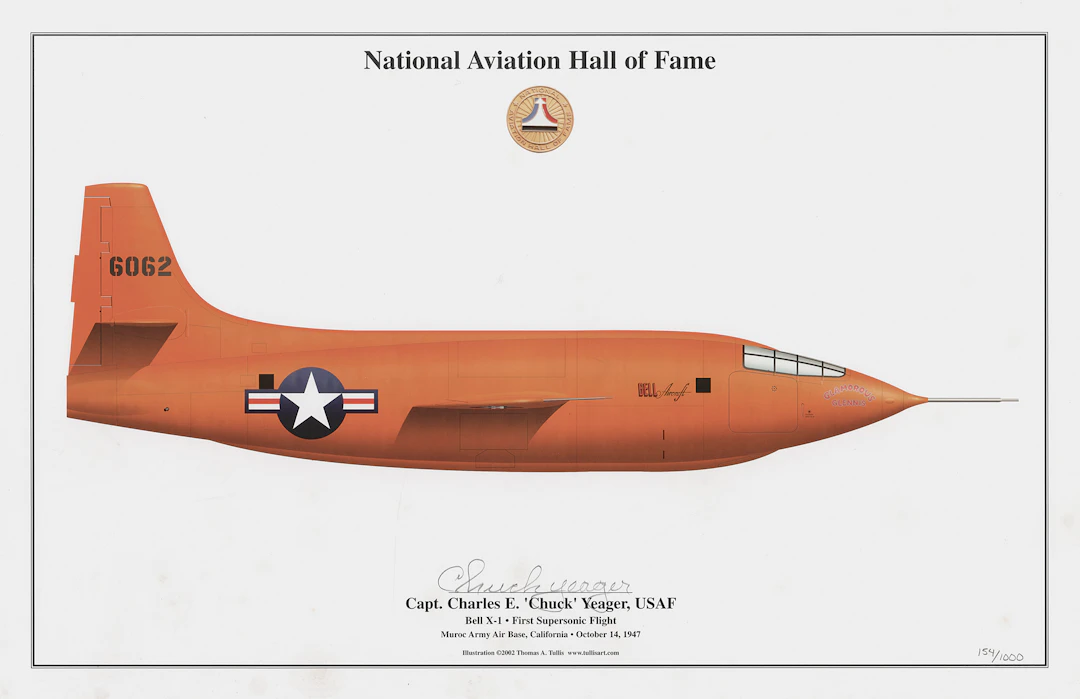 Chuck Yeager Signed 'Bell X-1' Print (Ltd. Ed. #154/1000) - 17˝ x 11˝