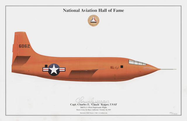 Chuck Yeager Signed 'Bell X-1' Print (Ltd. Ed. #154/1000) - 17˝ x 11˝