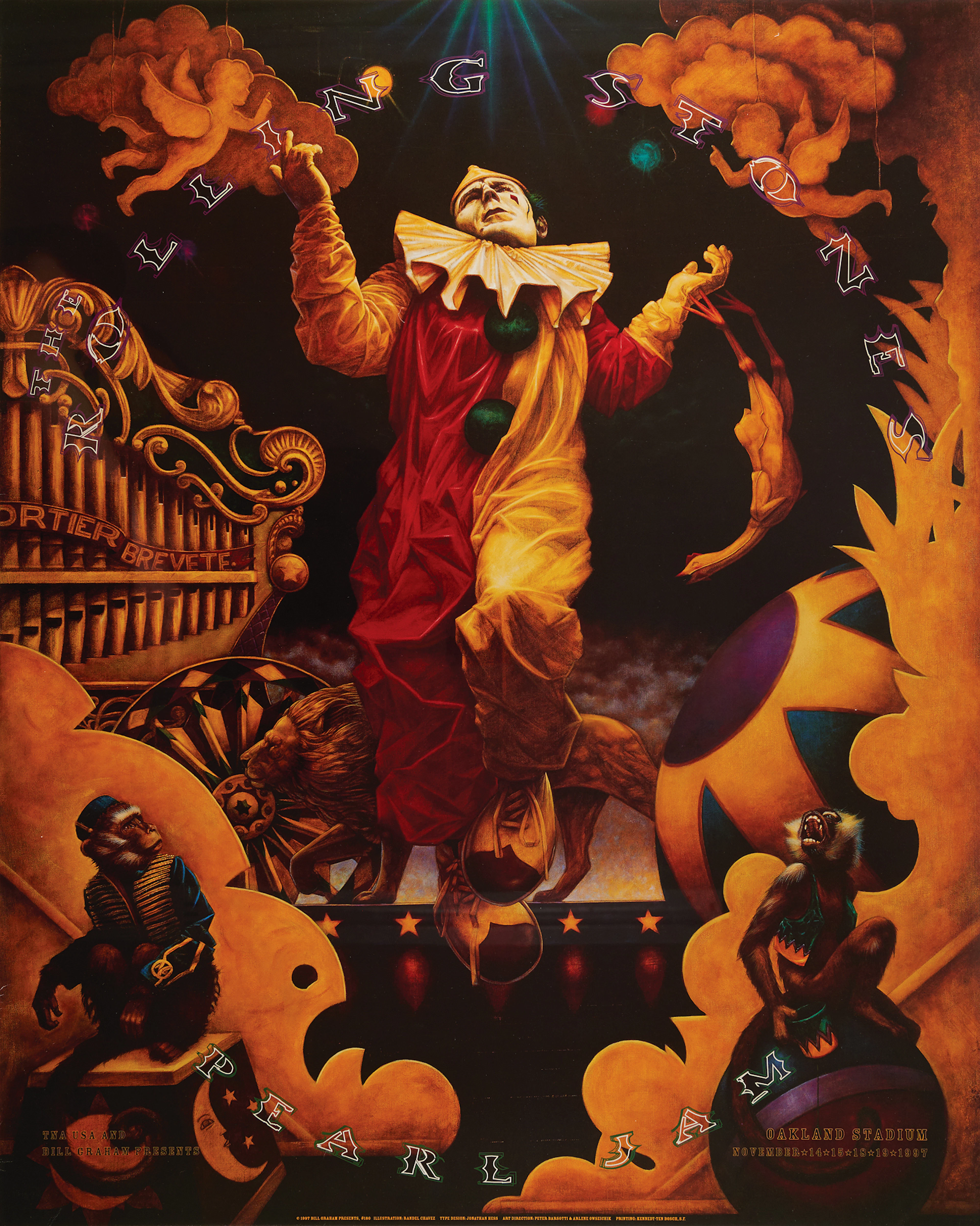 Rolling Stones and Pearl Jam 1997 Oakland Stadium Concert Poster (24˝ x 30˝)