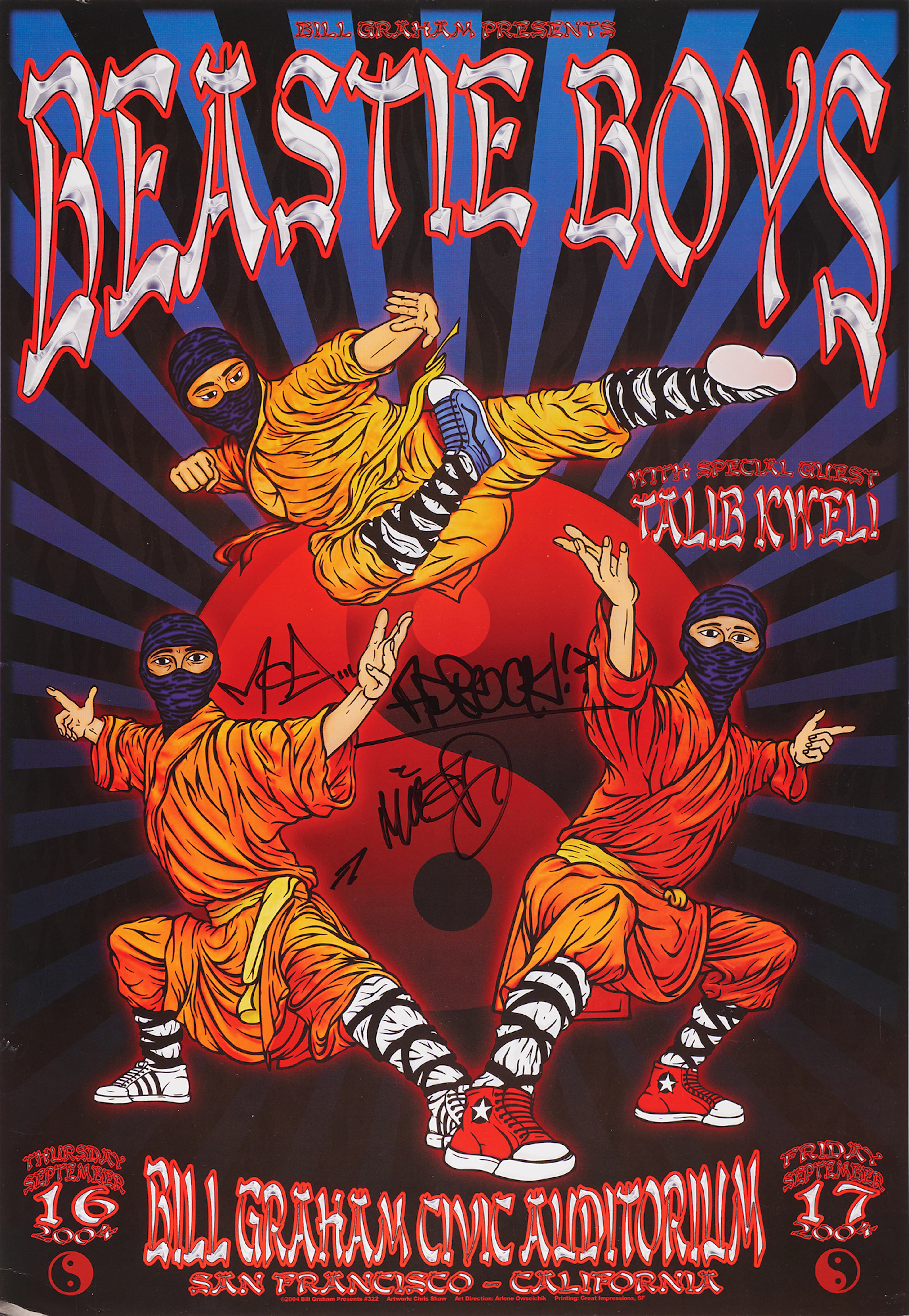 Beastie Boys Signed 2004 Concert Poster (13˝ x 19˝)