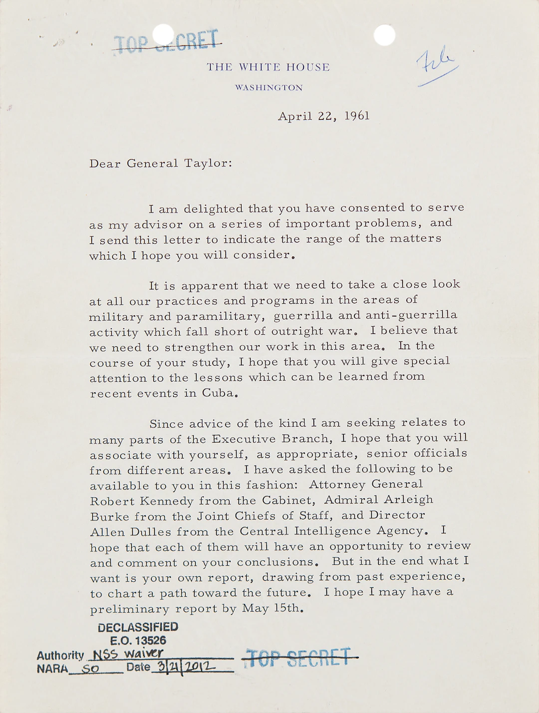 John F. Kennedy ‘Top Secret’ Typed Letter Signed as President - Sent